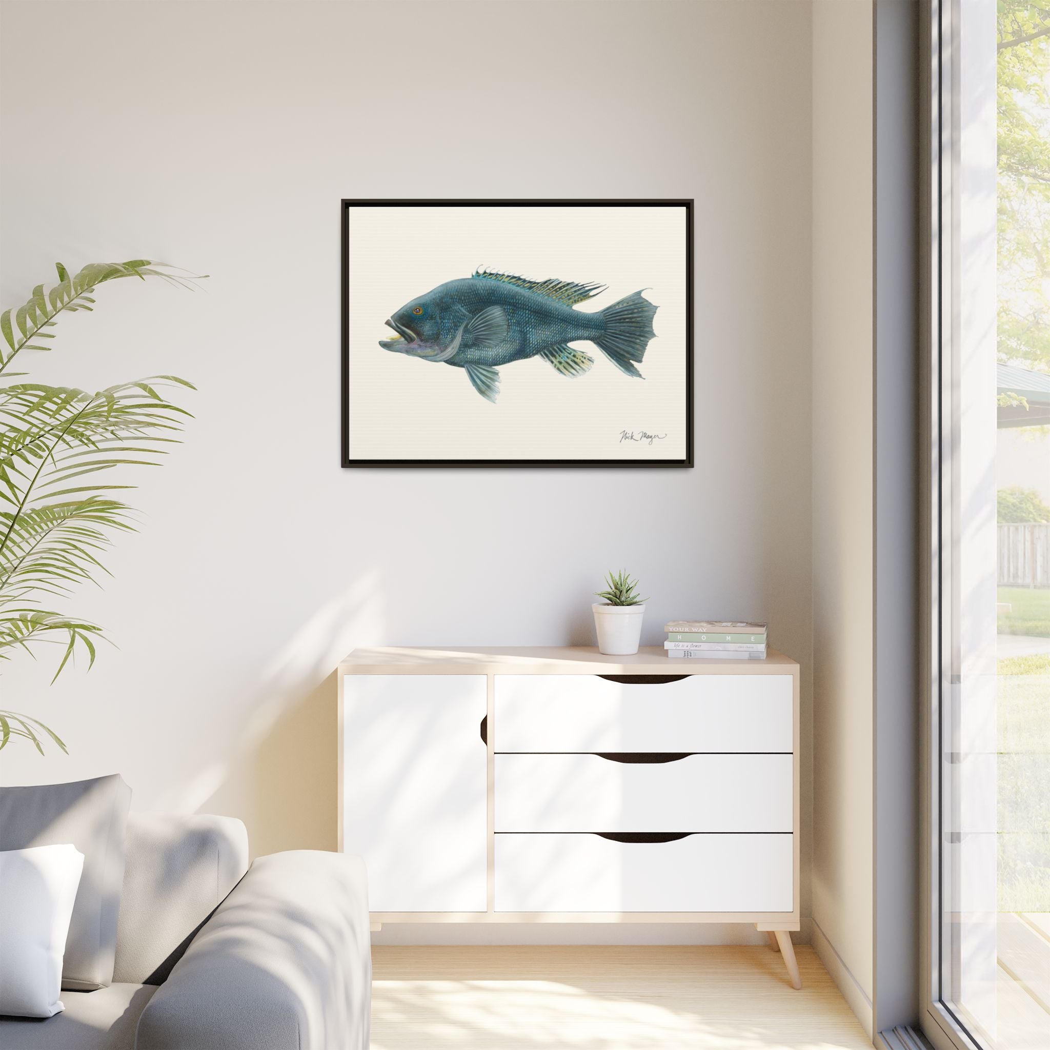 Black Sea Bass Framed Canvas Print Printify