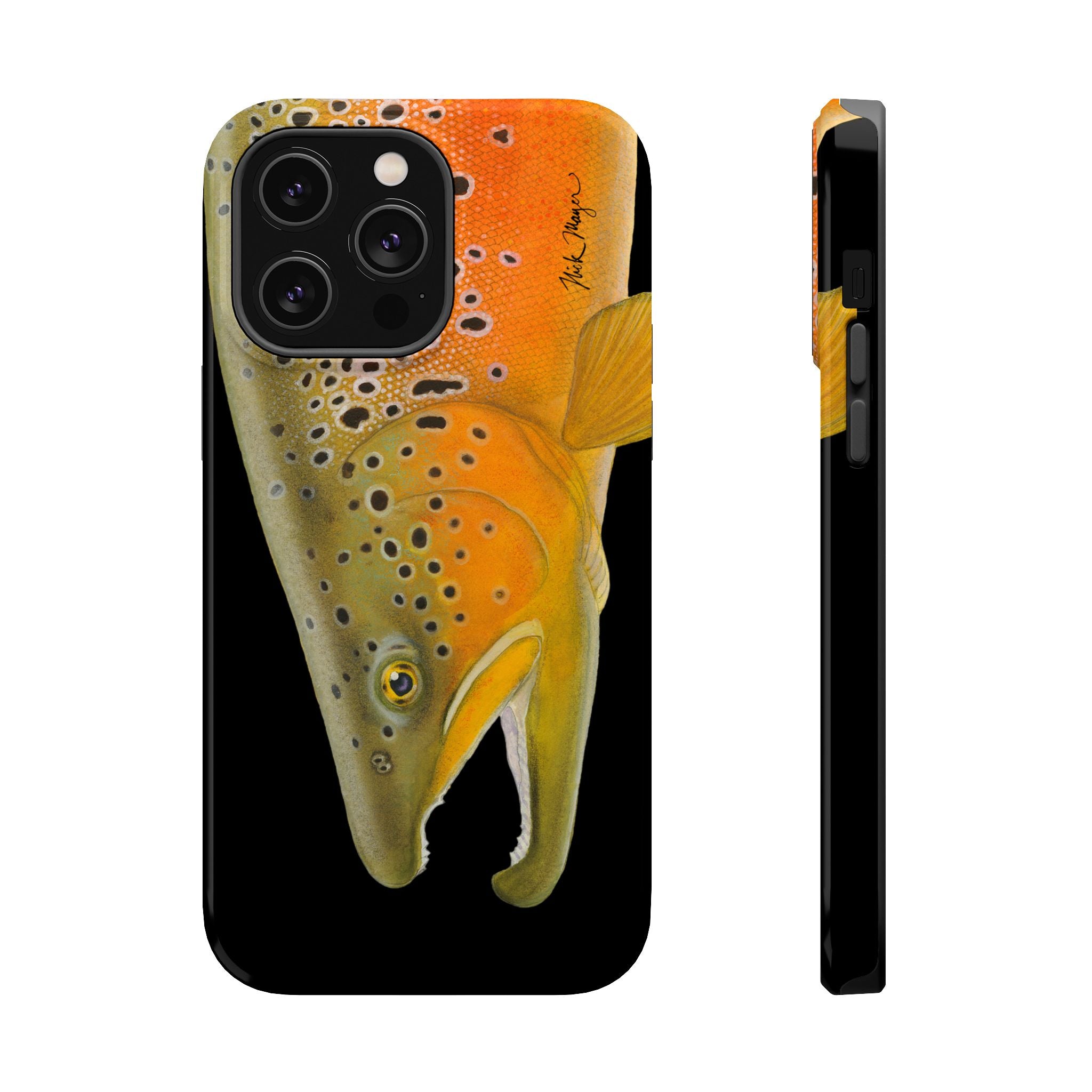 Brown Trout 2 Black MagSafe iPhone Case