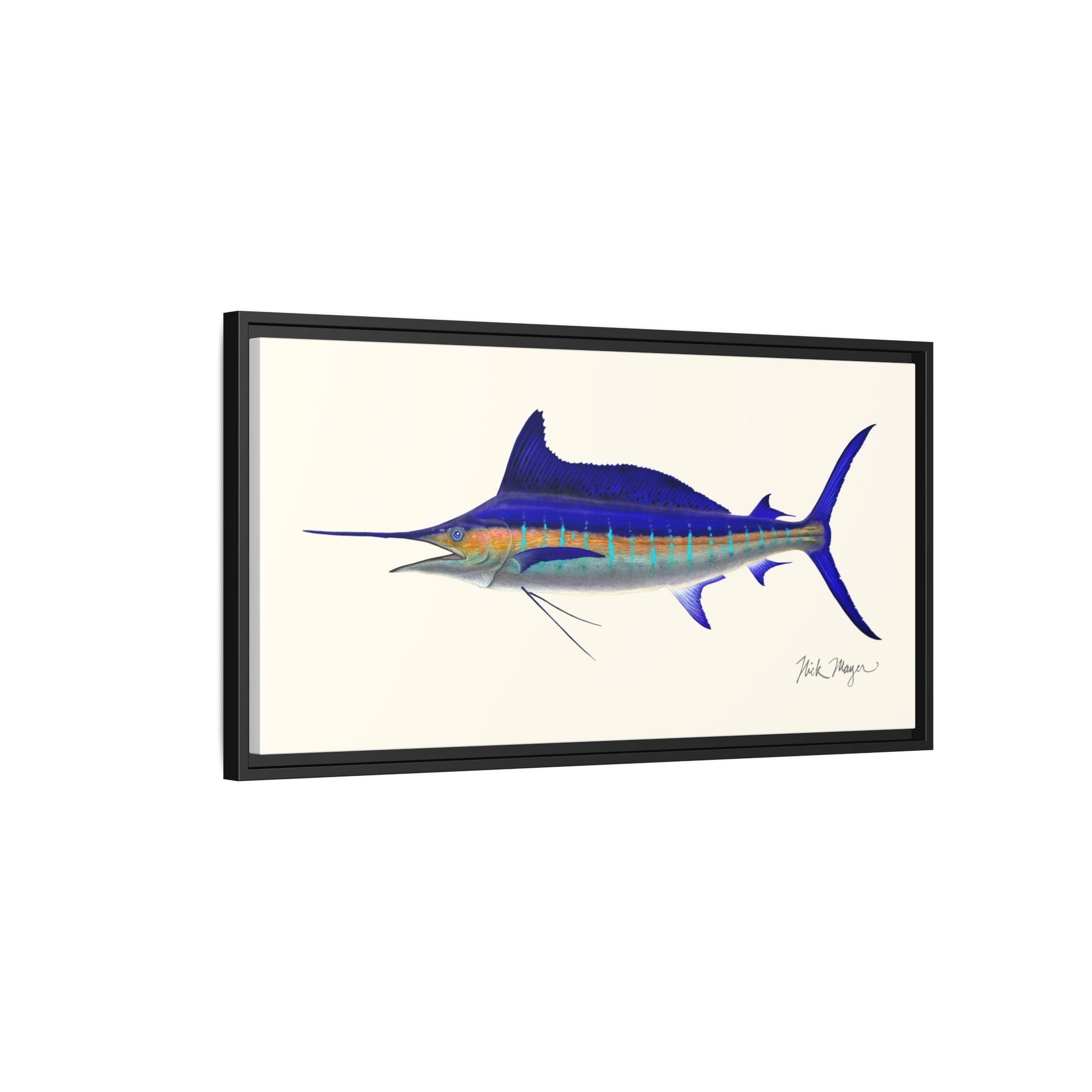 Striped Marlin Framed Canvas Print Printify