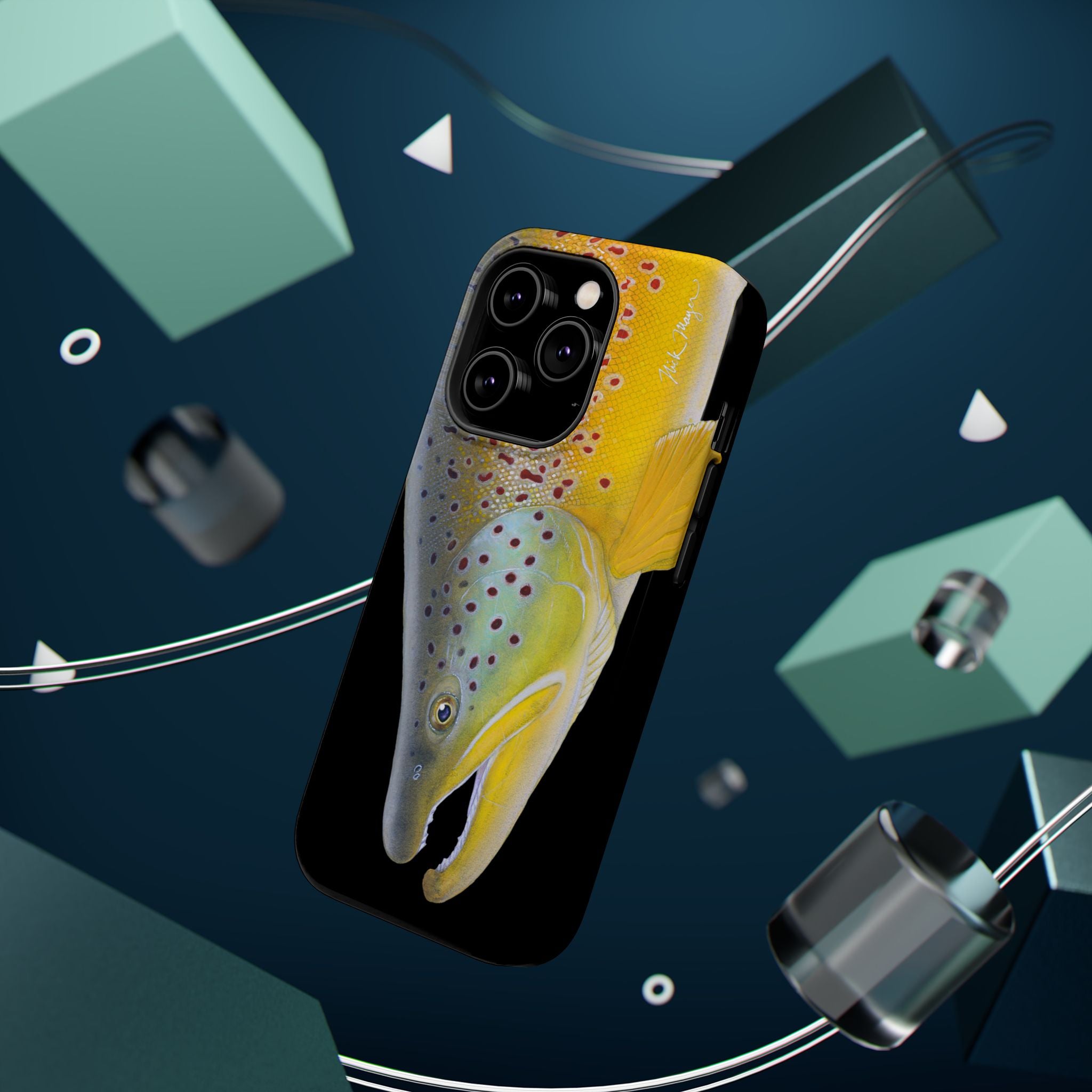 Brown Trout 3 Face Black MagSafe iPhone Case