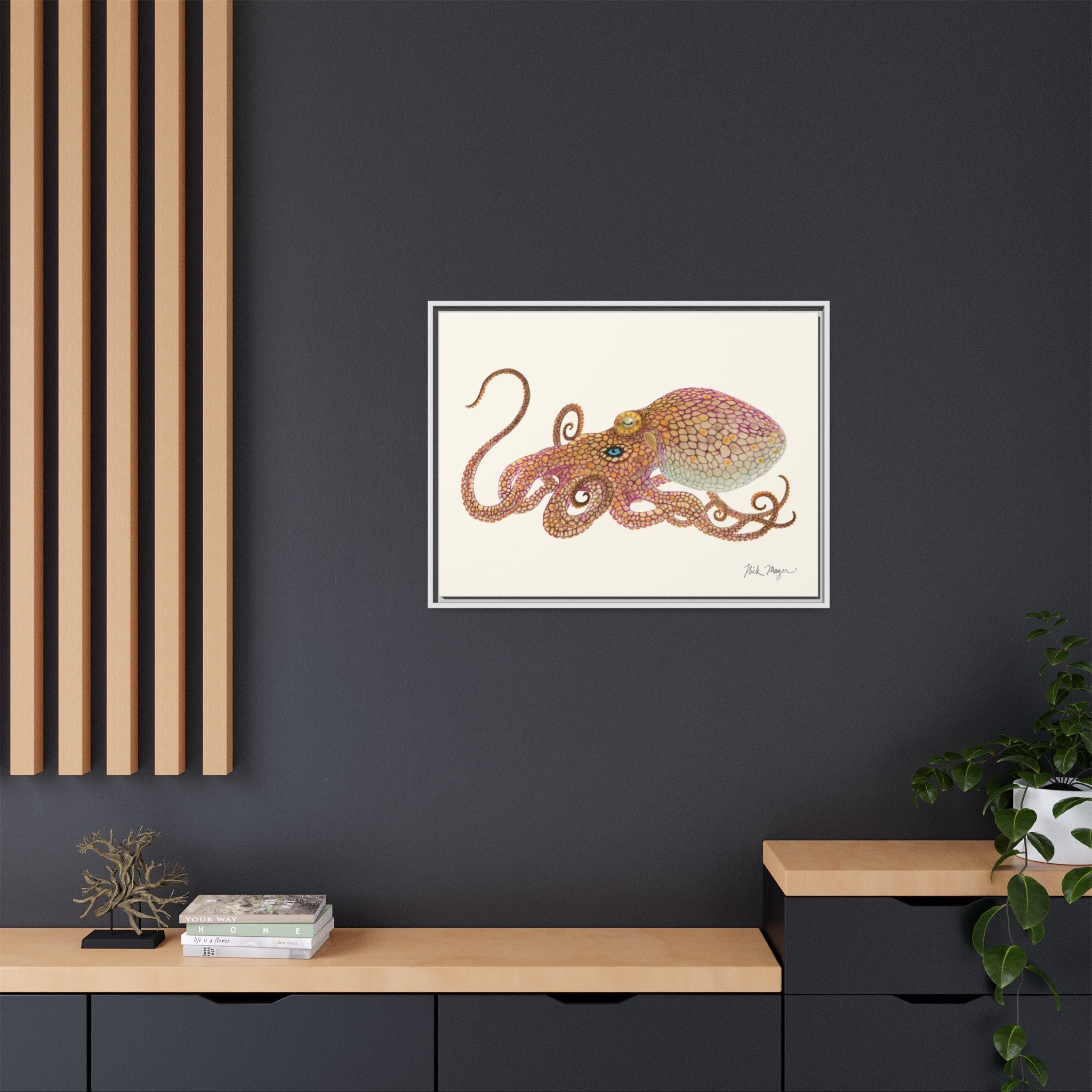 Two Spot Octopus Framed Canvas Print