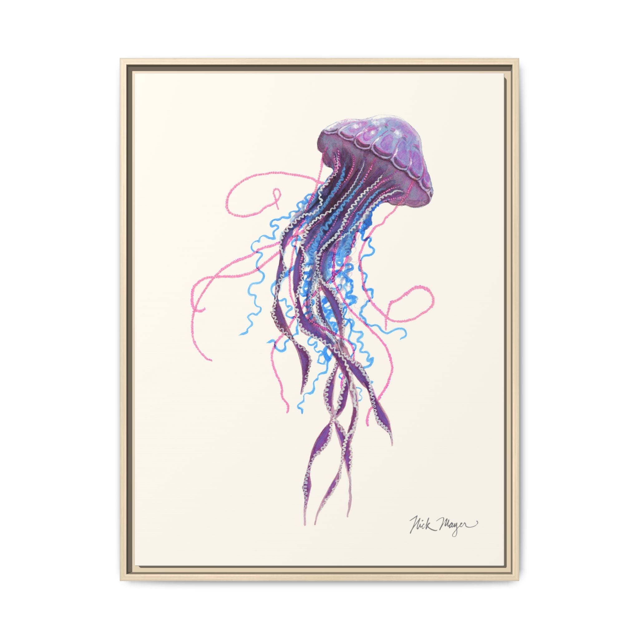 Purple Jellyfish II Framed Canvas Print Printify