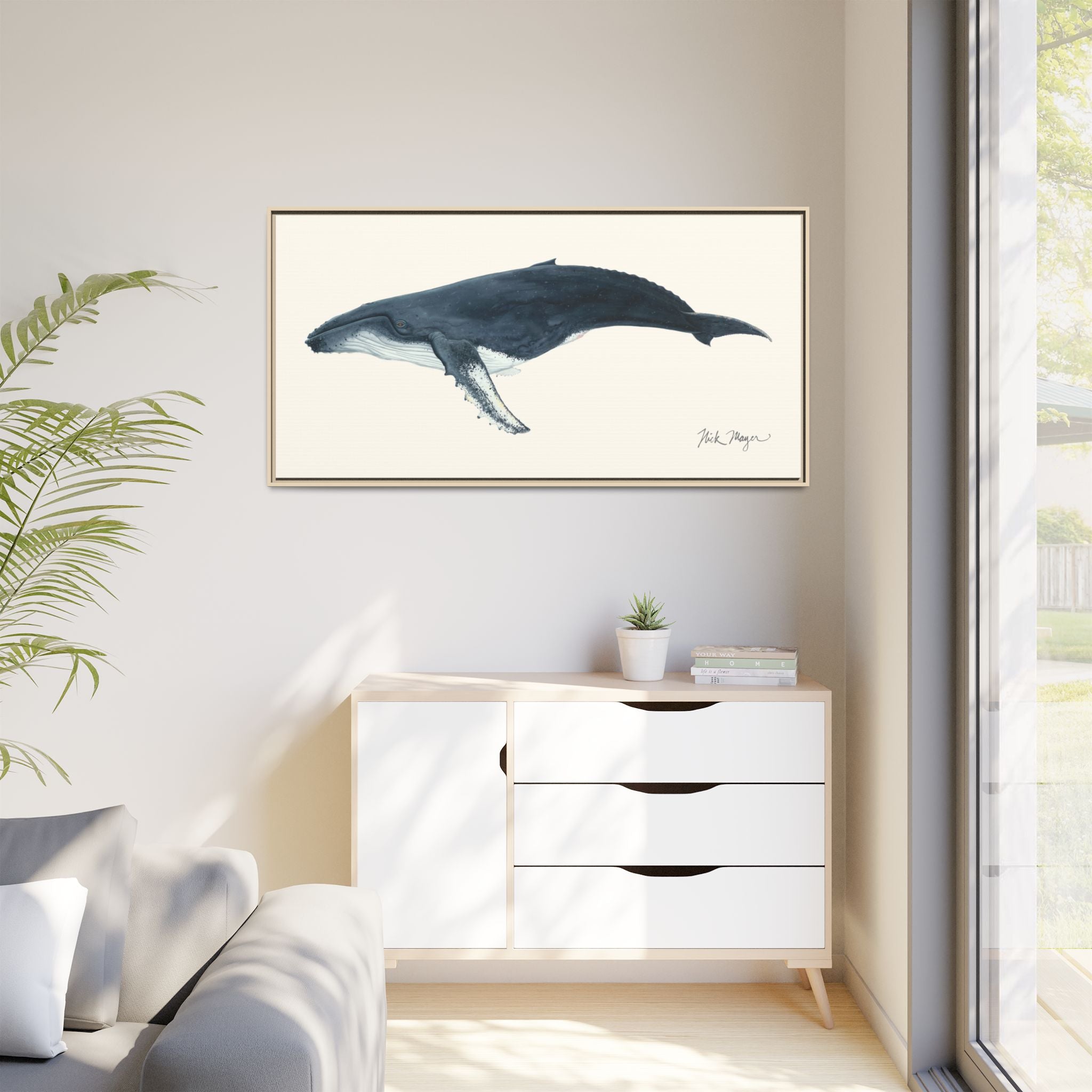 Humpback Whale Framed Canvas Print Printify