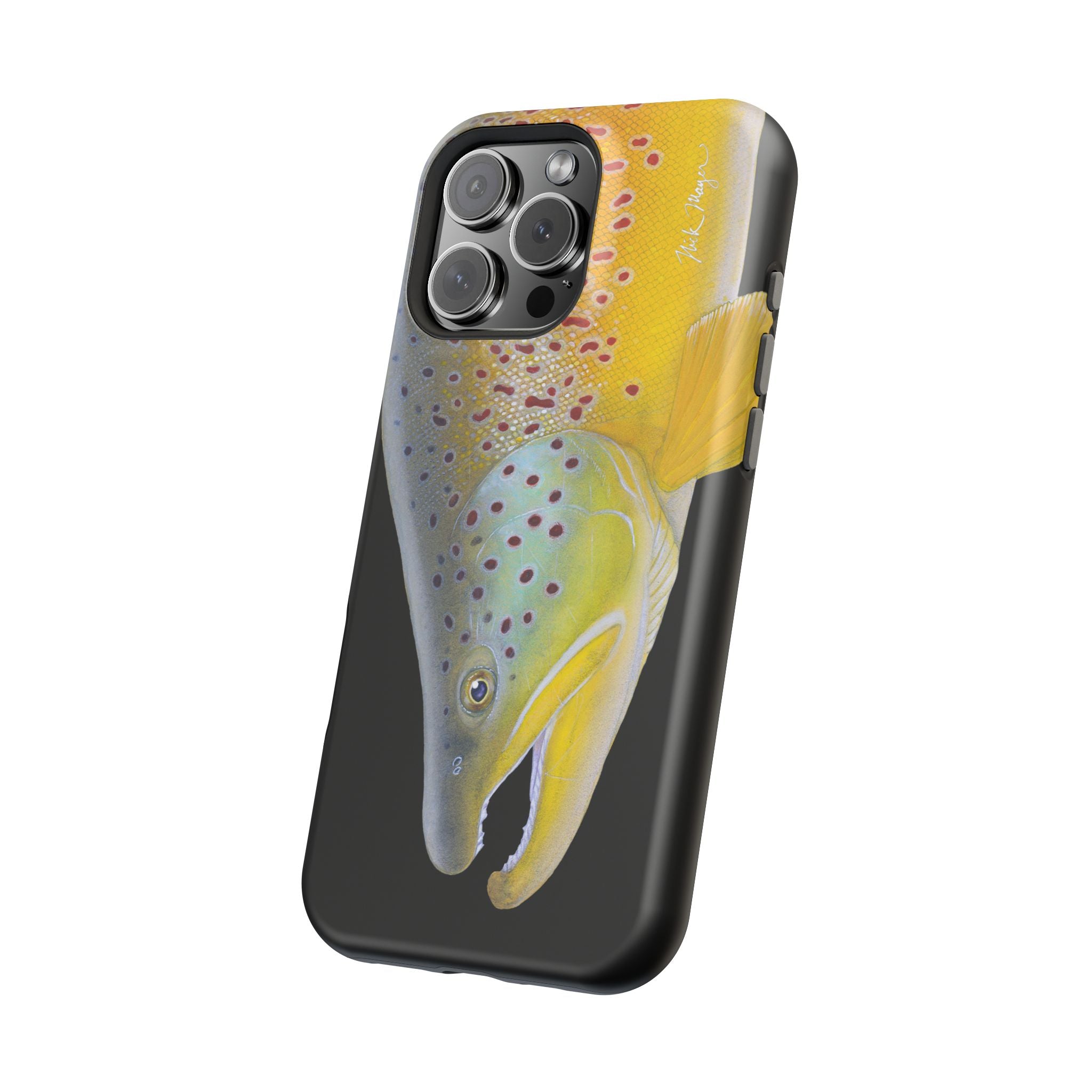 Brown Trout 3 Face Black MagSafe iPhone Case