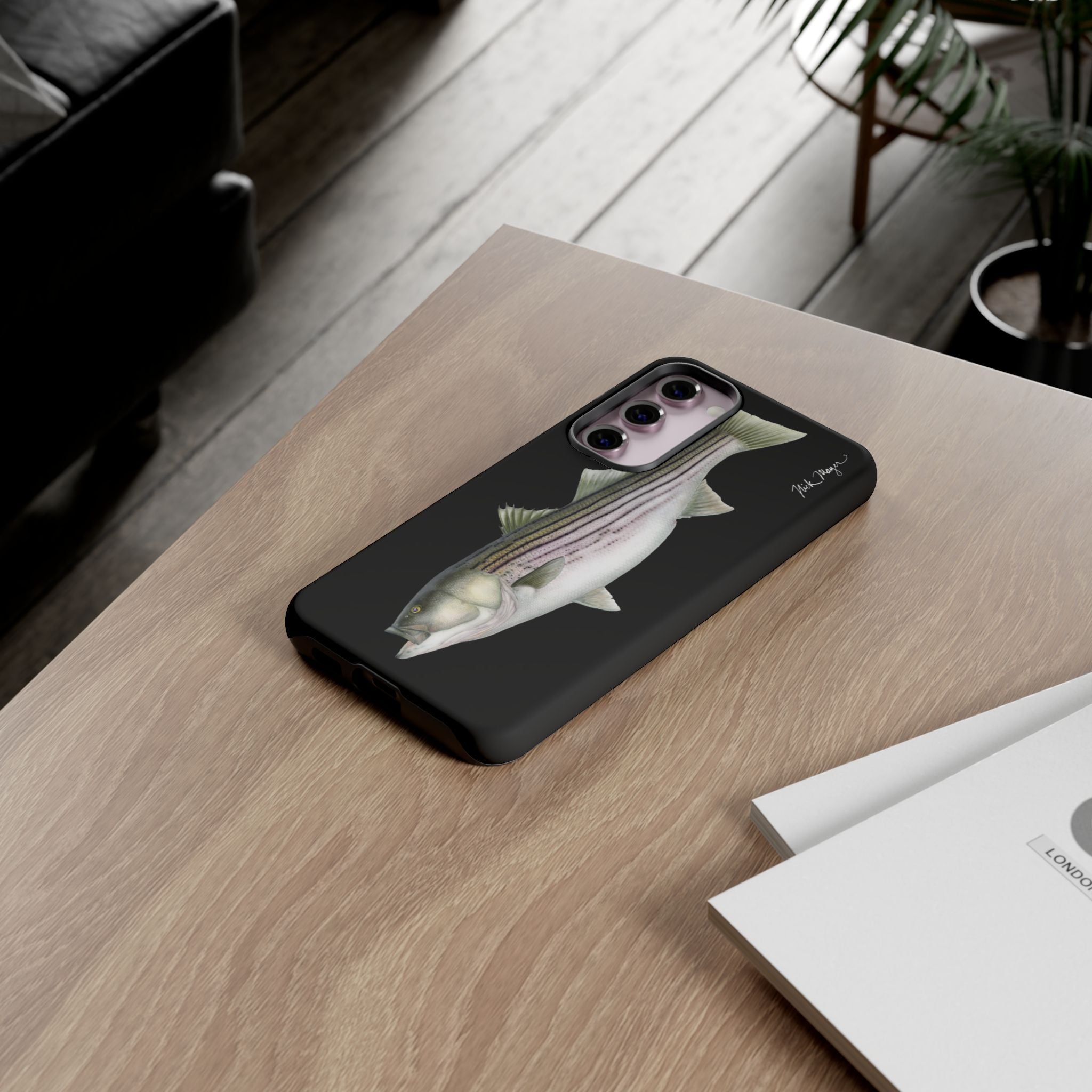 30 lb Striper Black Phone Case (Samsung) Printify
