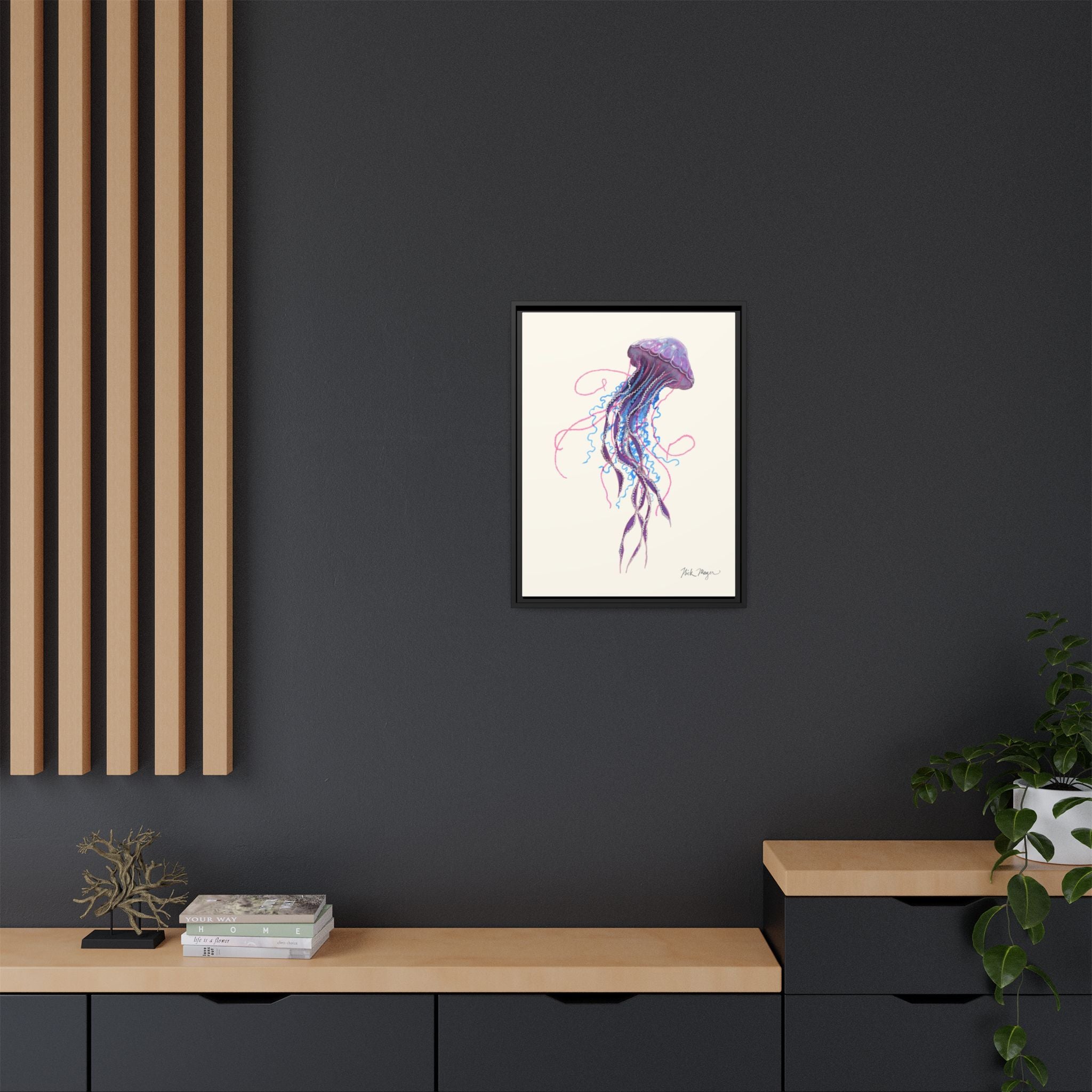 Purple Jellyfish II Framed Canvas Print Printify