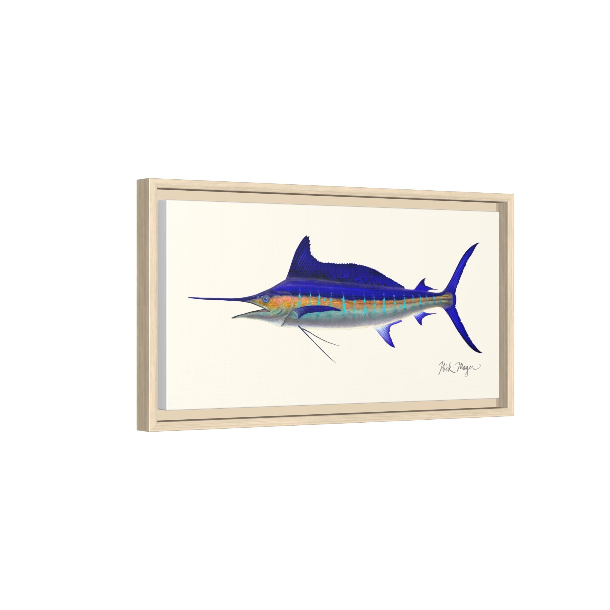 Striped Marlin Framed Canvas Print Printify