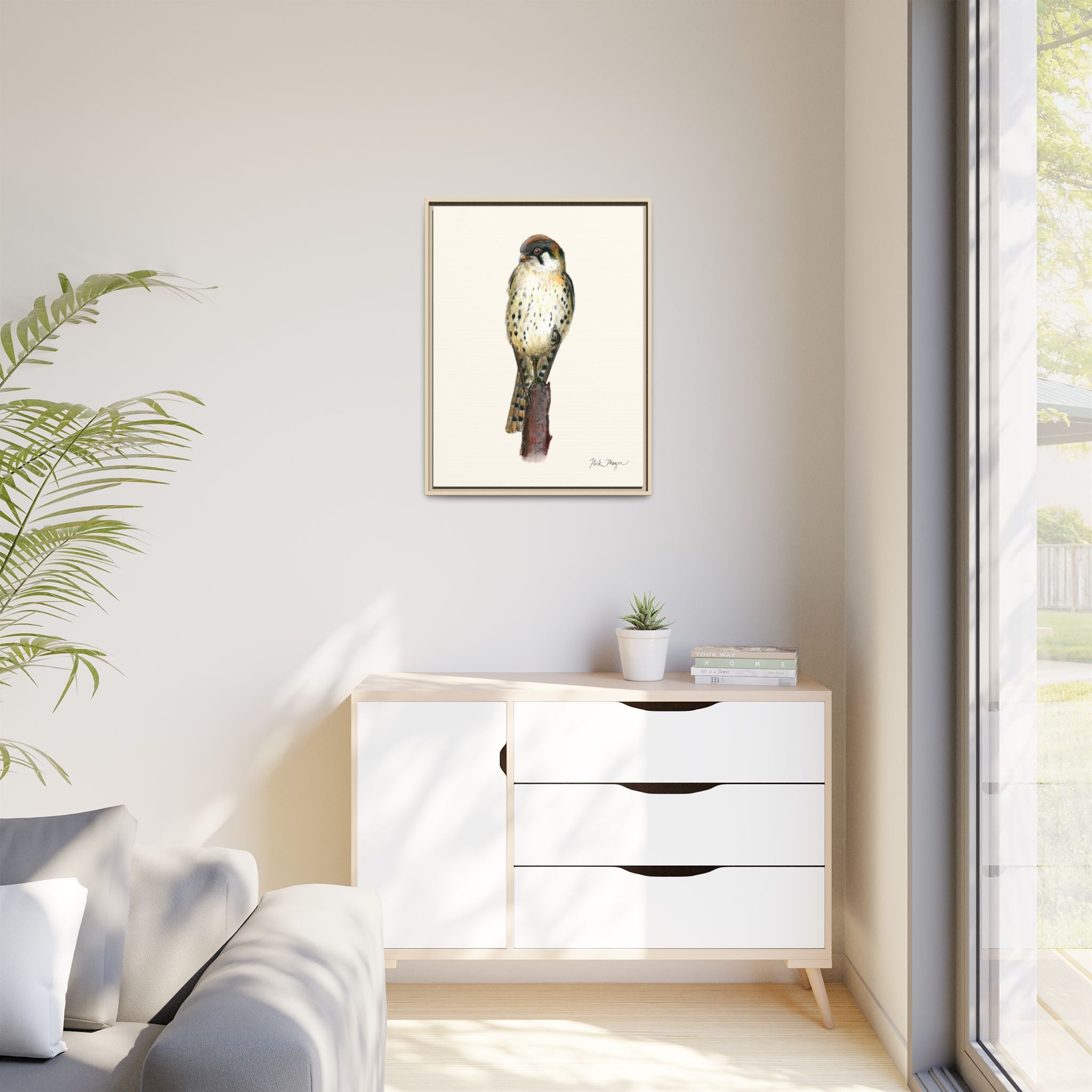 American Kestrel Framed Canvas Print Printify
