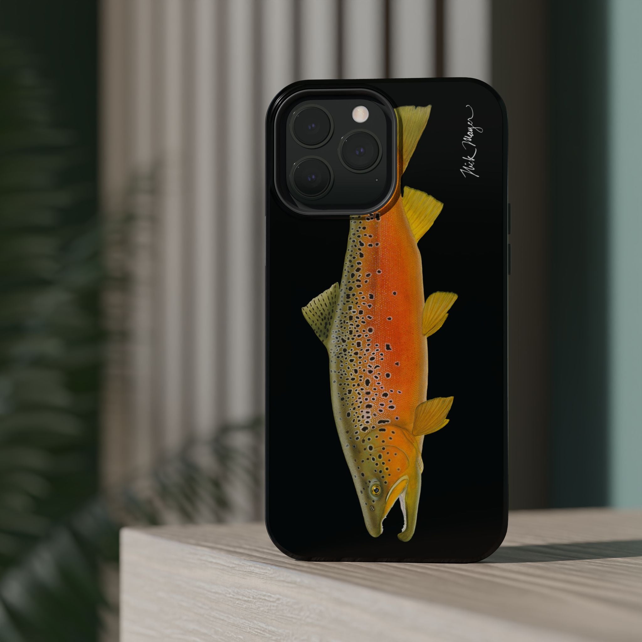 Brown Trout 2 Black MagSafe iPhone Case, NEW for Holiday 2025!
