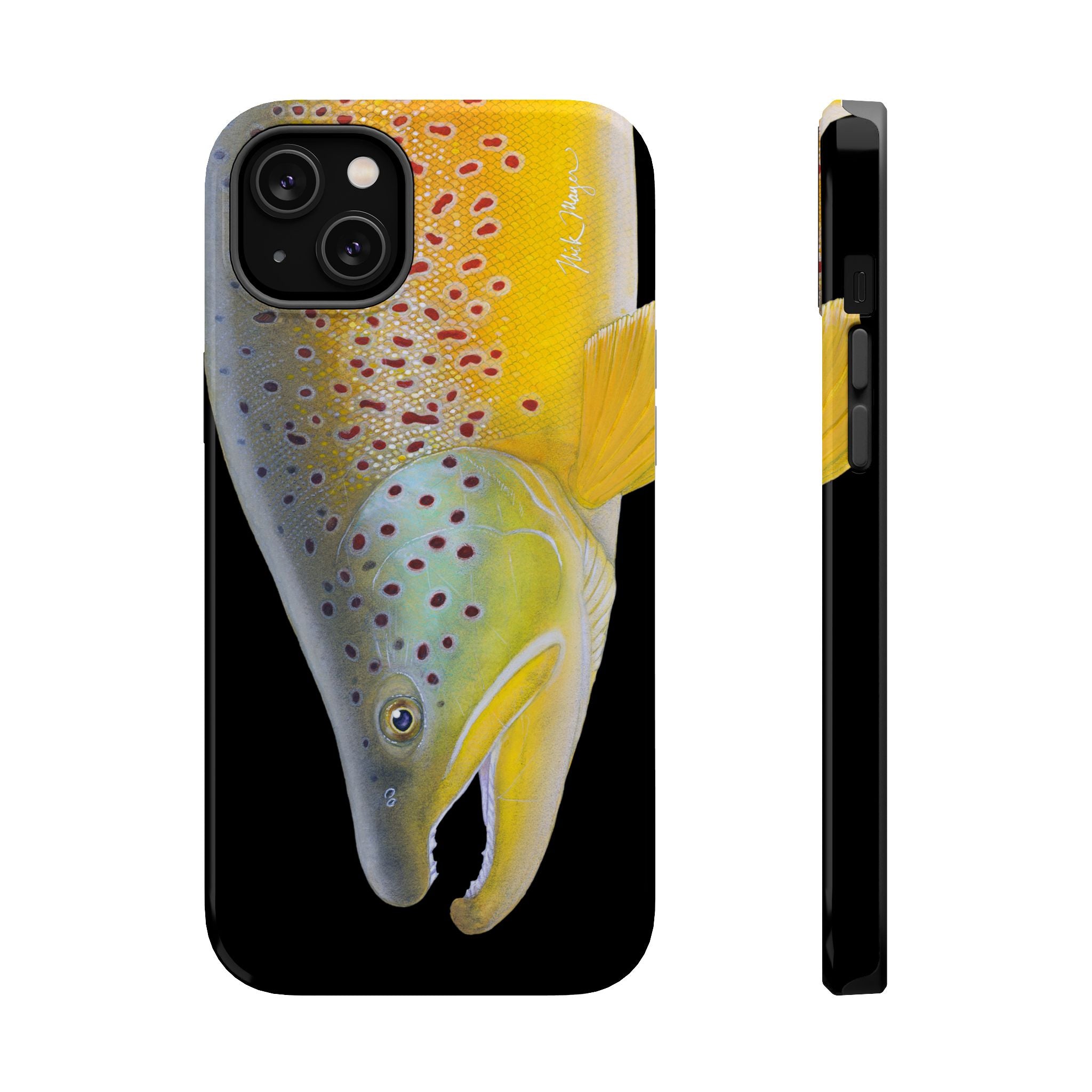 Brown Trout 3 Face Black MagSafe iPhone Case