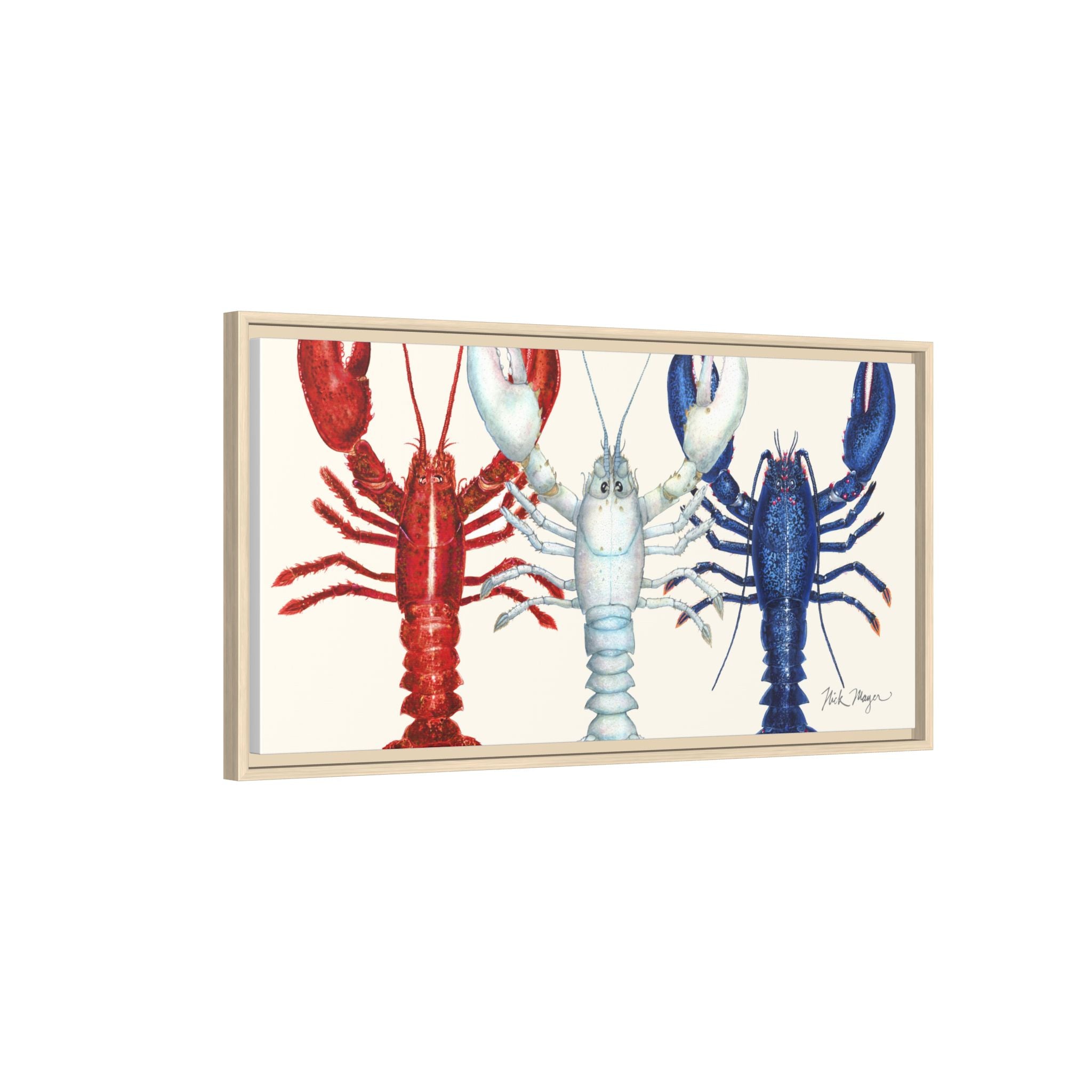 American Lobsters Trio Framed Canvas Print Printify