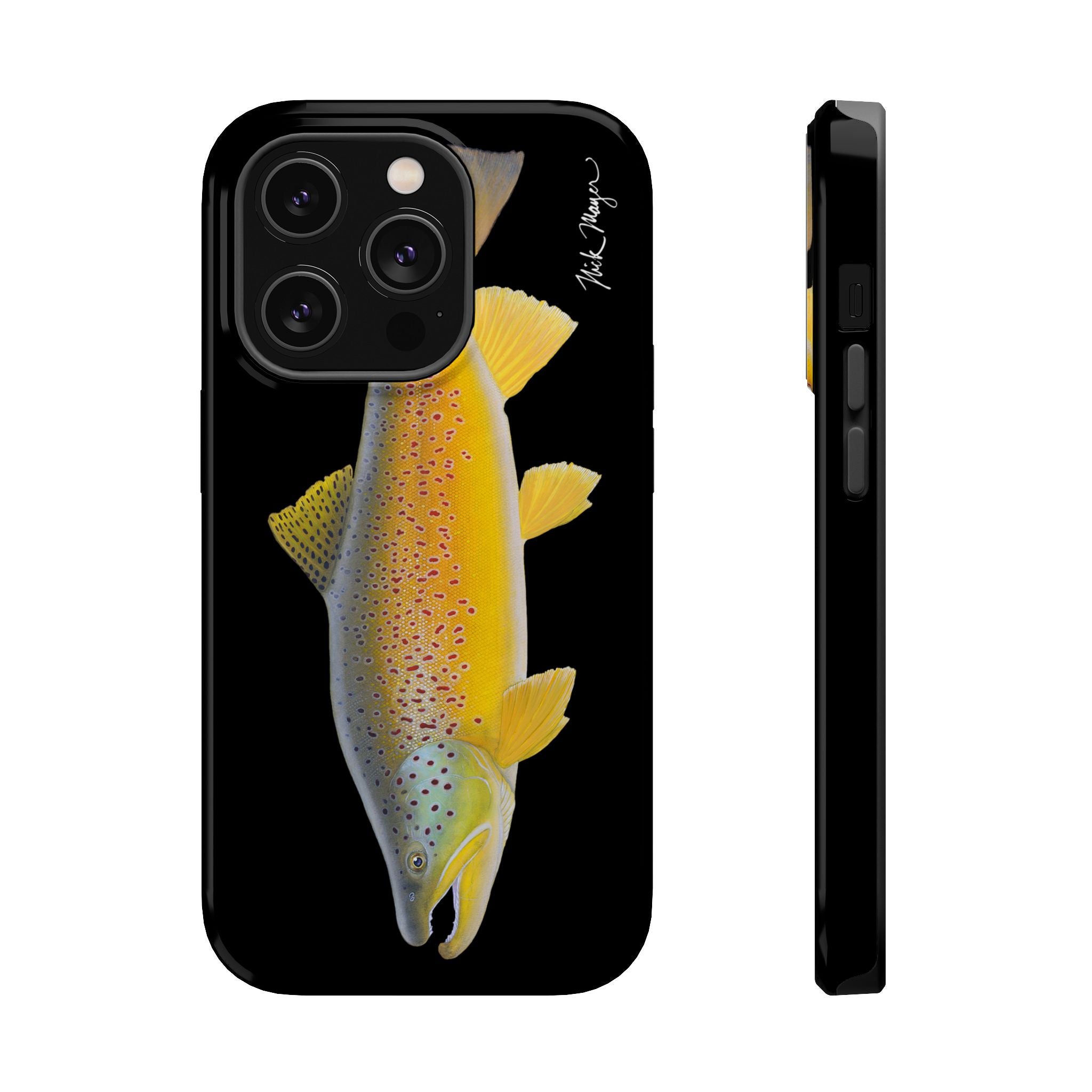 Brown Trout 3 Black MagSafe iPhone Case