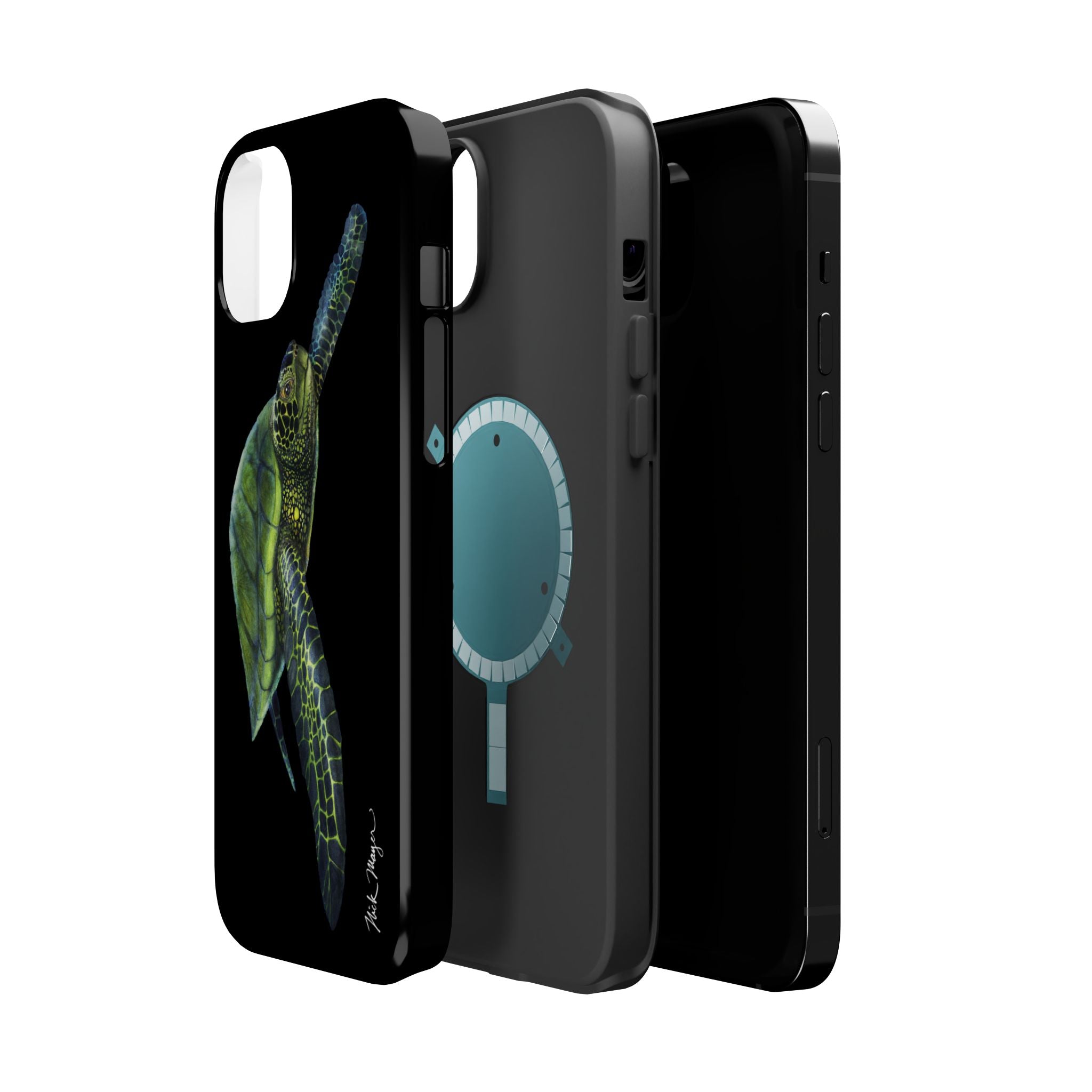 Green Sea Turtle MagSafe Black iPhone Case