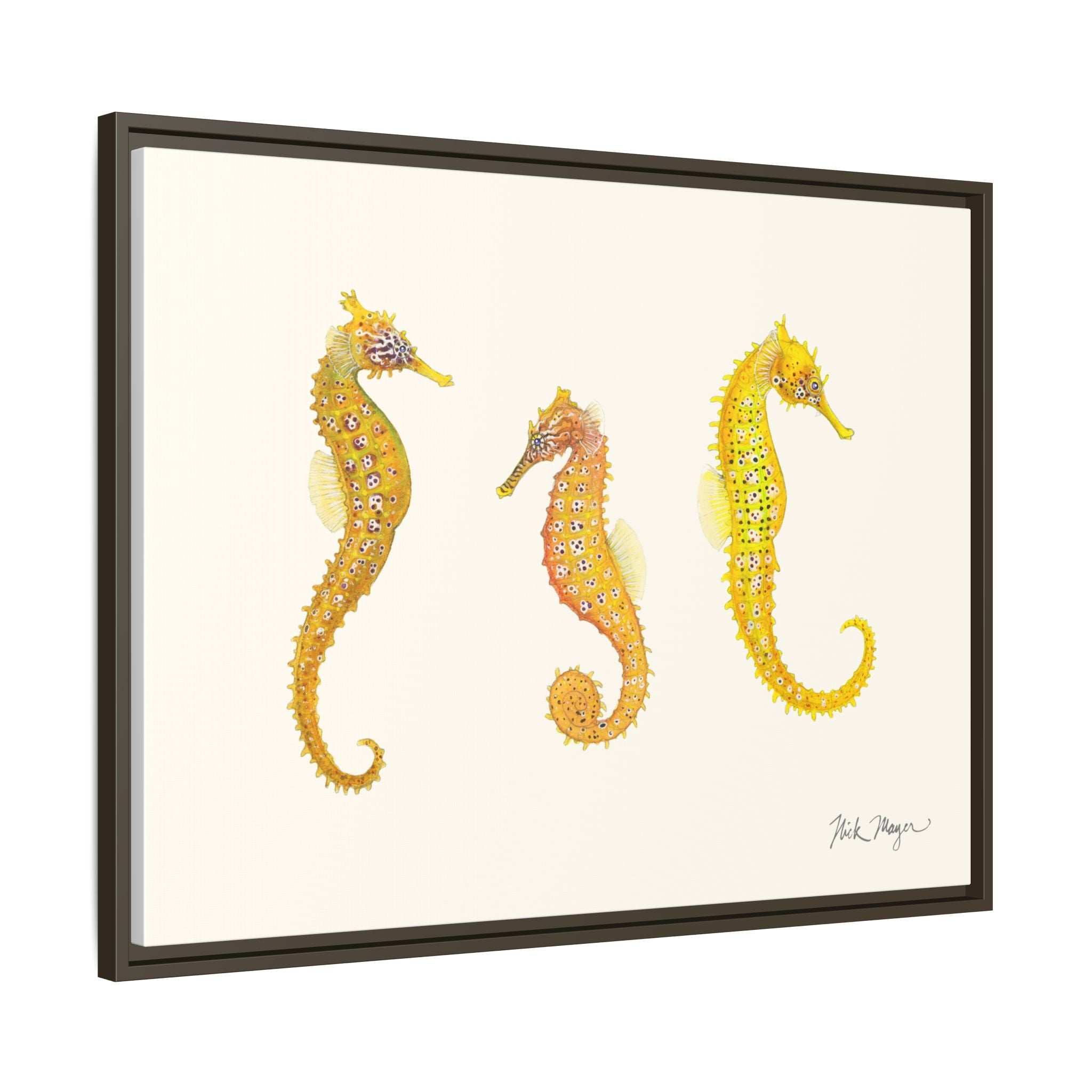 Giant Seahorse Trio Framed Canvas Print Printify