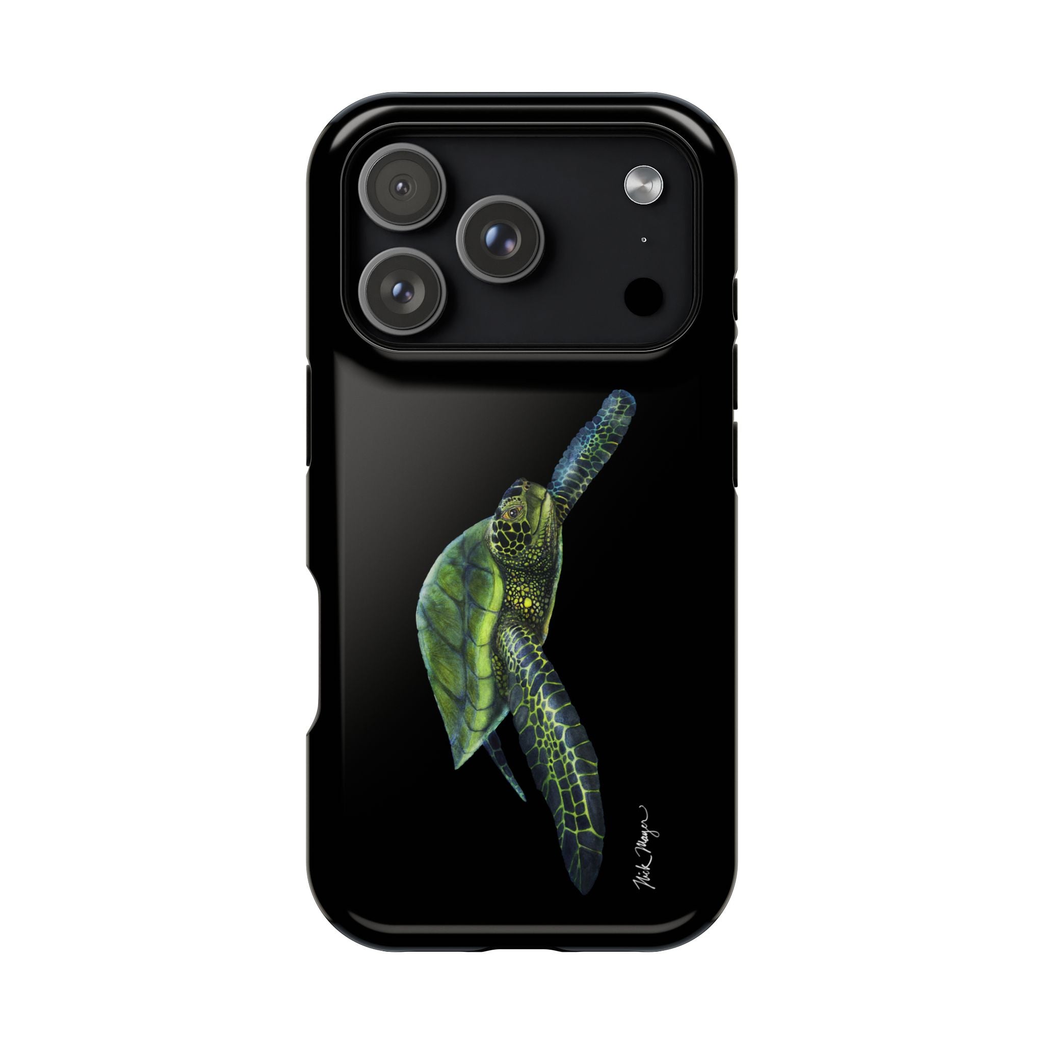Green Sea Turtle MagSafe Black iPhone Case