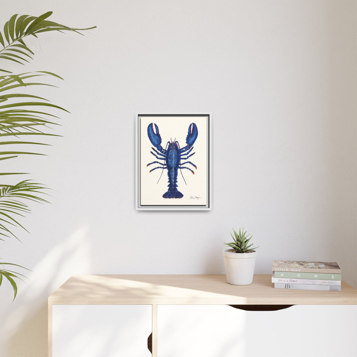 Blue Lobster II Framed Canvas Print Printify