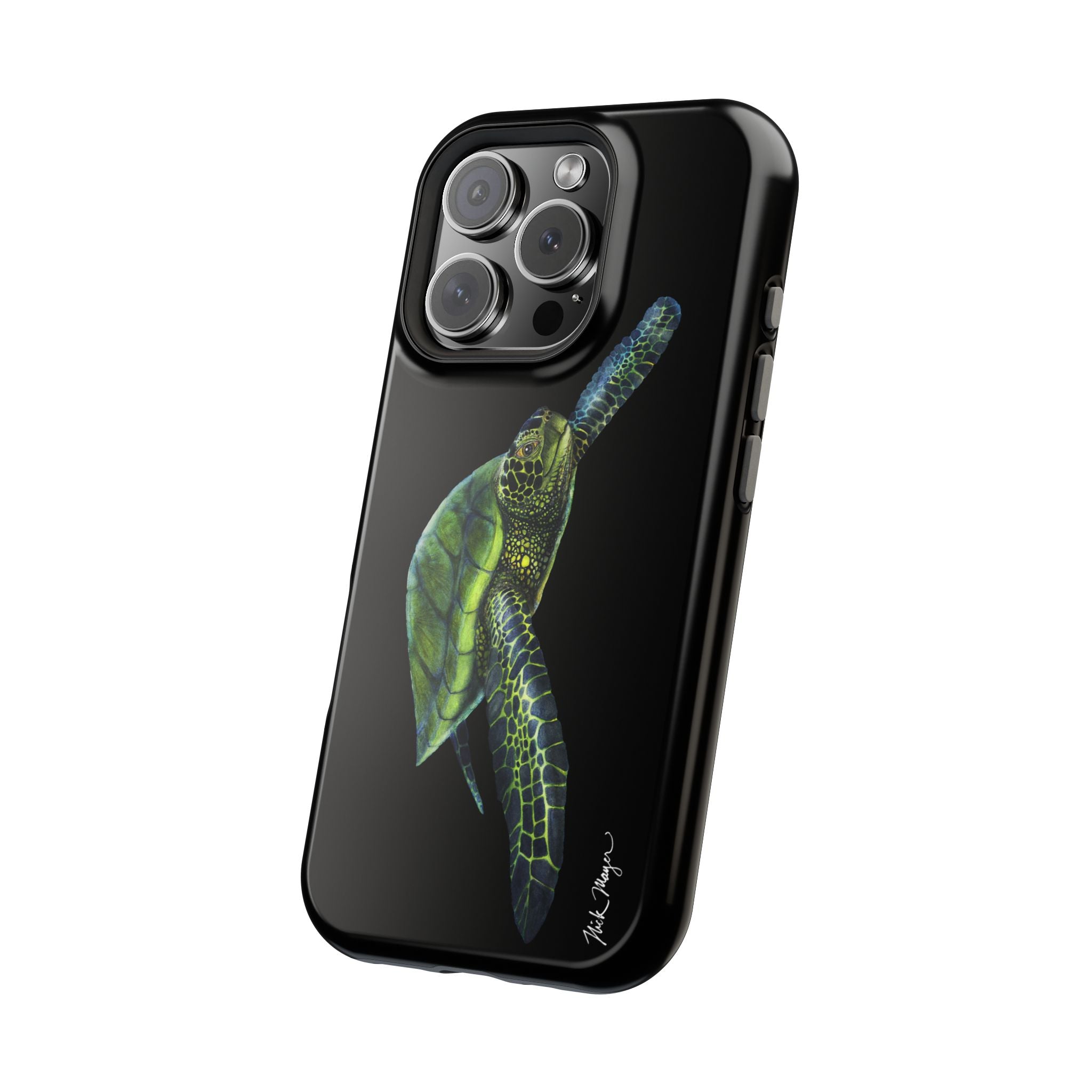 Green Sea Turtle MagSafe Black iPhone Case