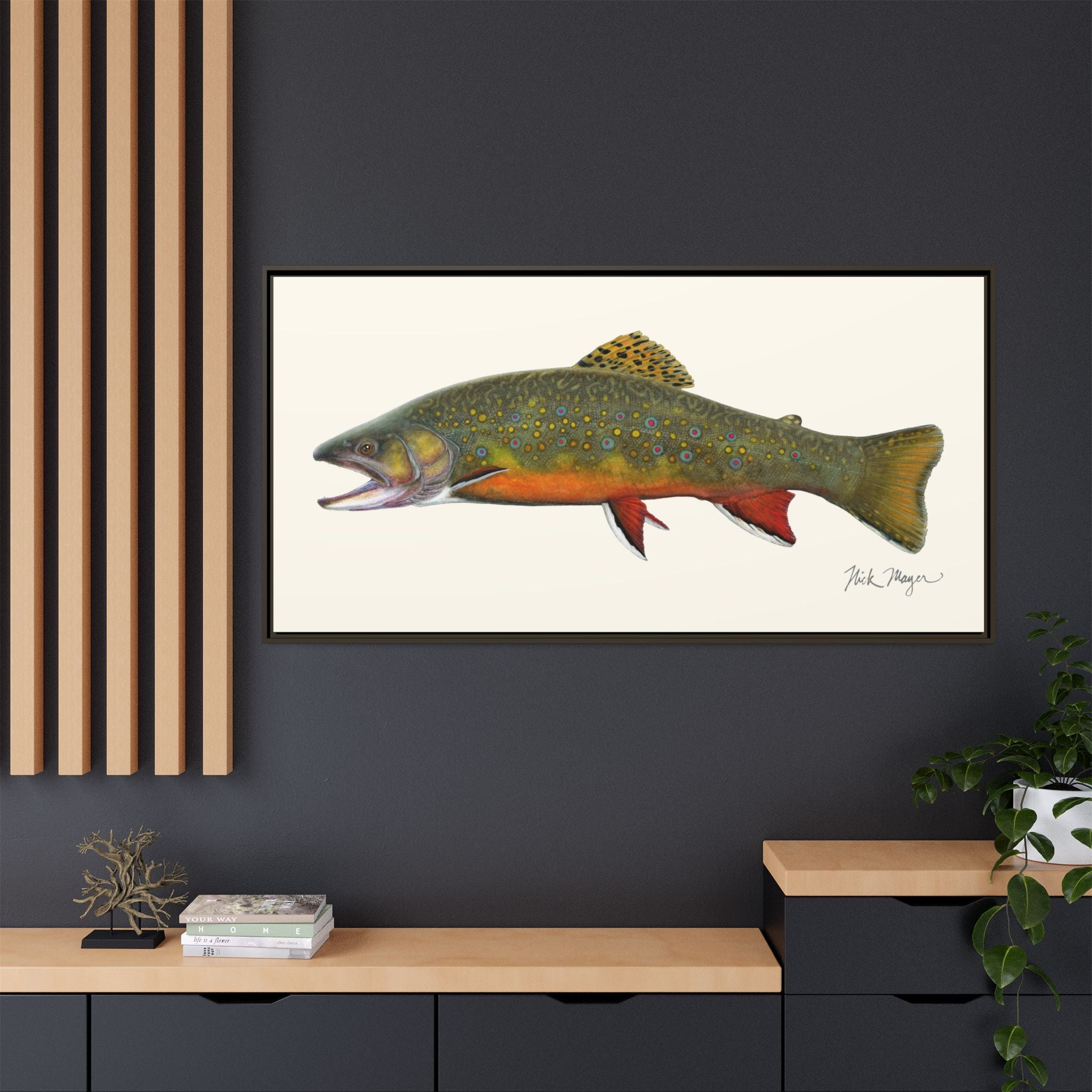 Beaver Pond Brook Trout Framed Canvas Print Printify