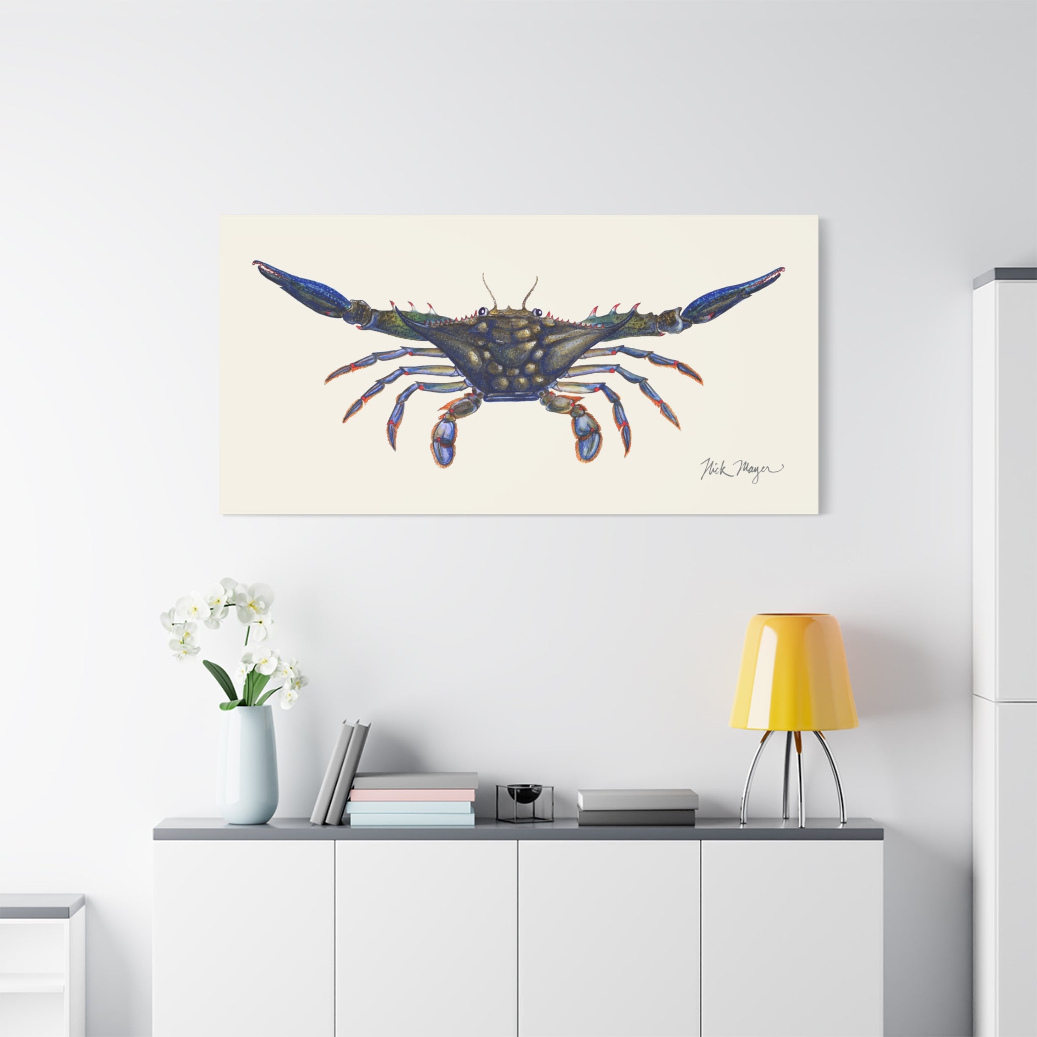 Blue Crab Claws Out Canvas Print
