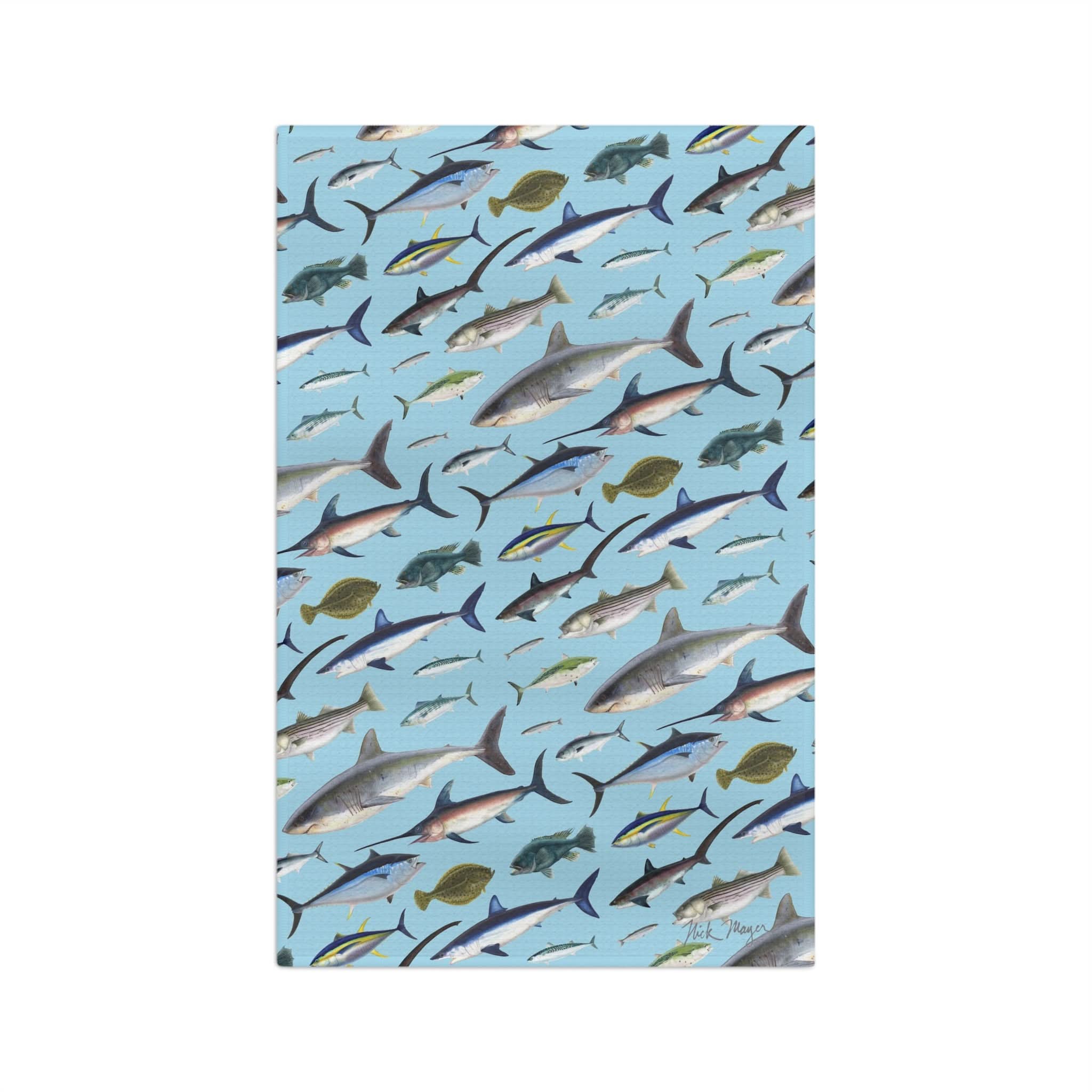 NE Fish Blue Soft Kitchen Towel