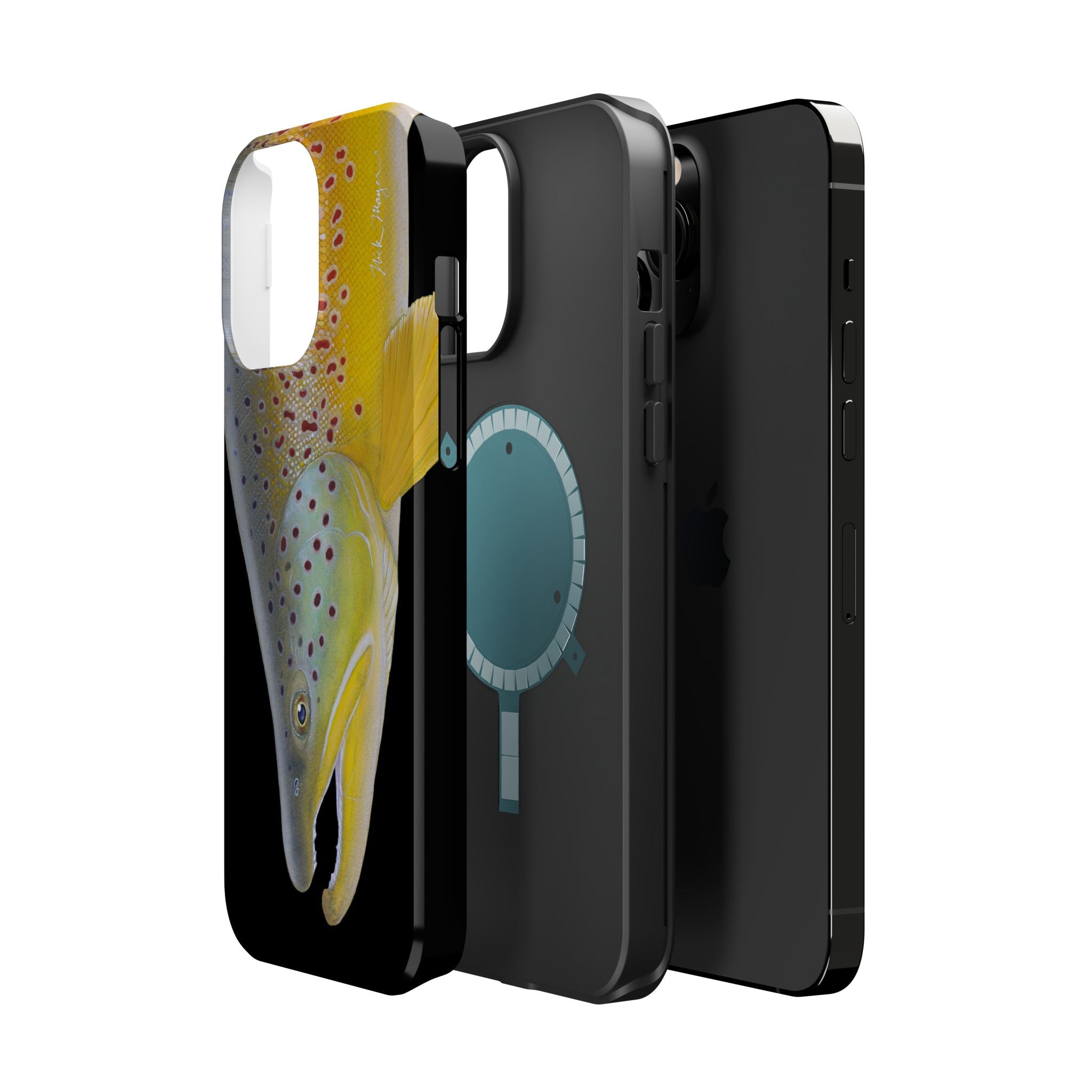 Brown Trout 3 Face Black MagSafe iPhone Case
