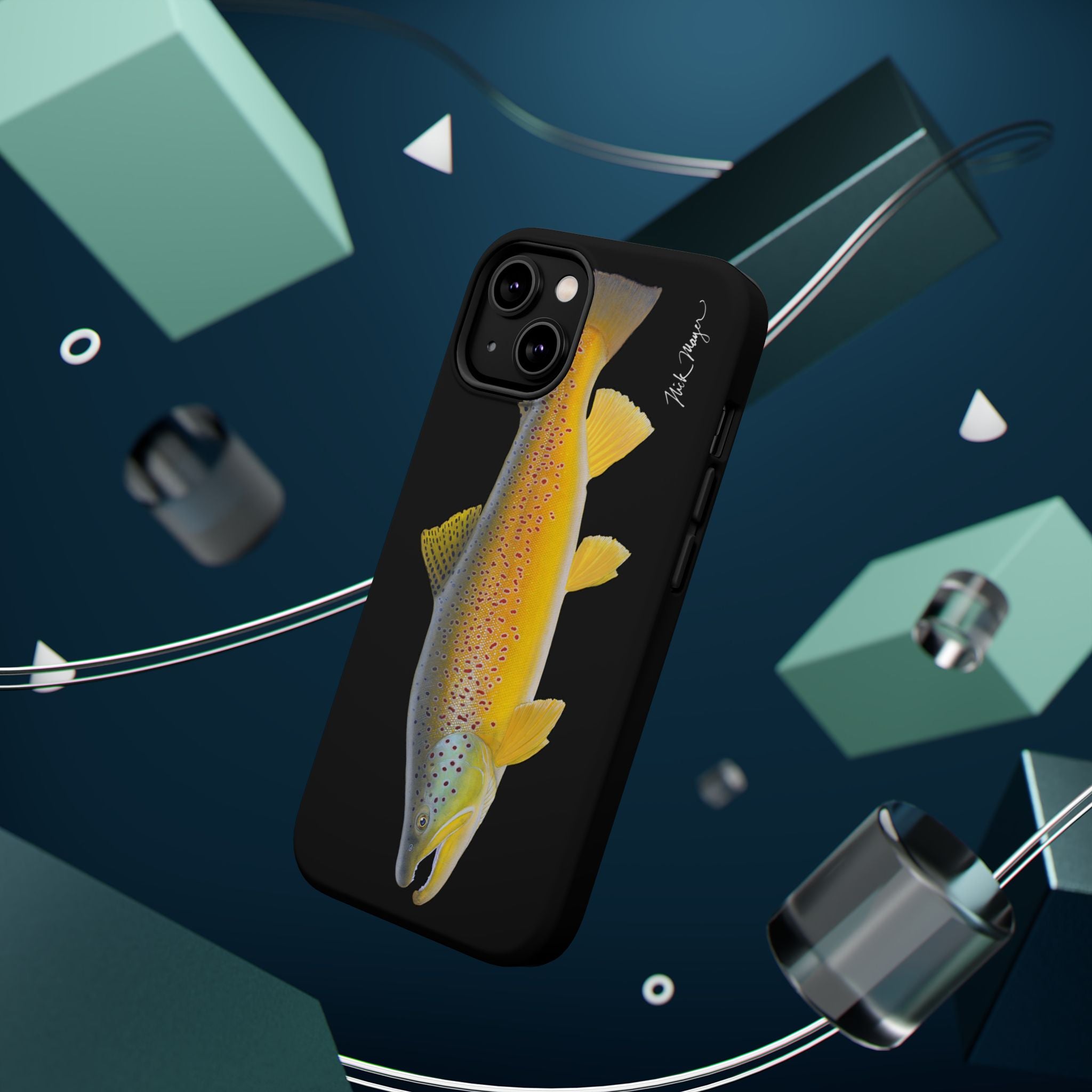 Brown Trout 3 Black MagSafe iPhone Case