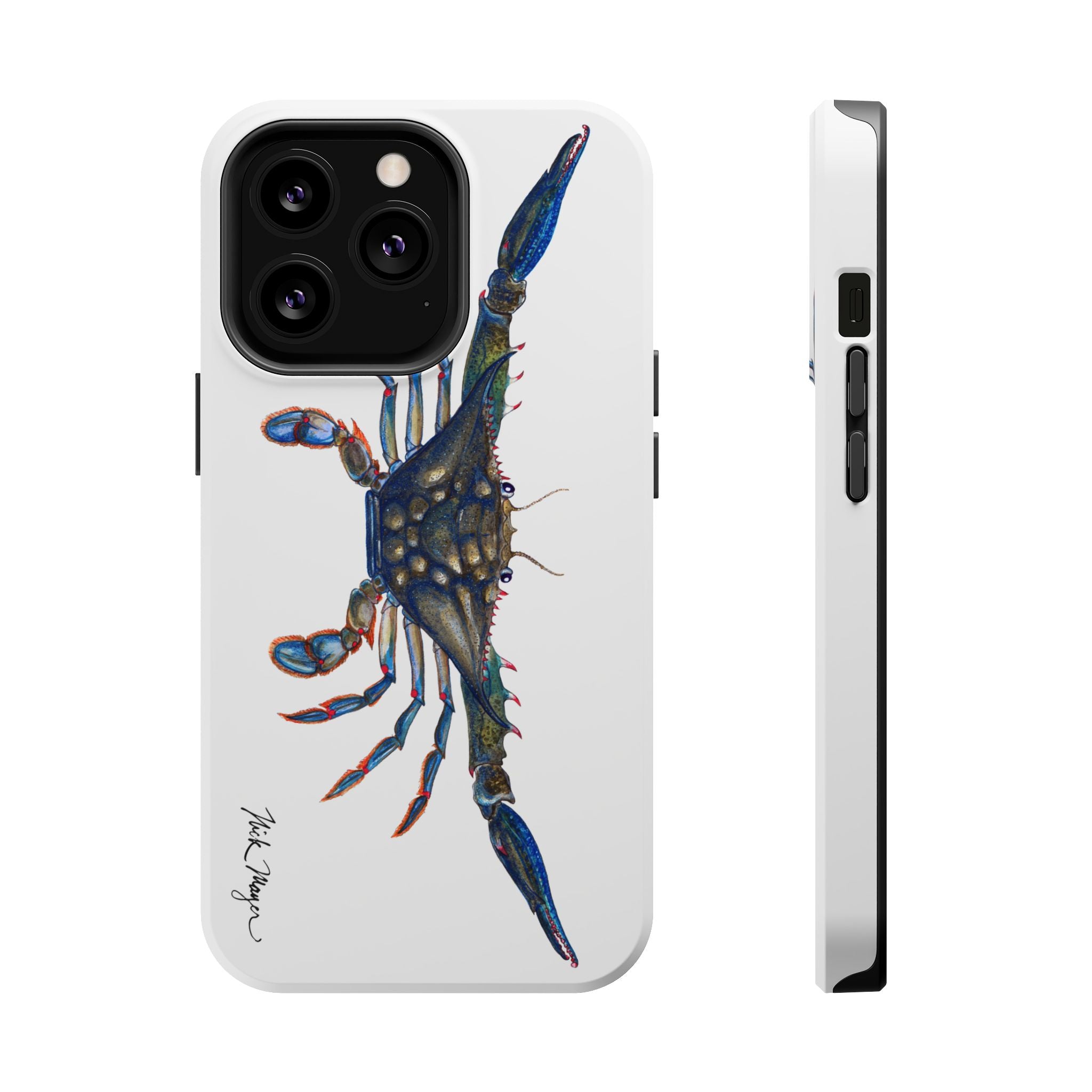 Blue Crab MagSafe White iPhone Case