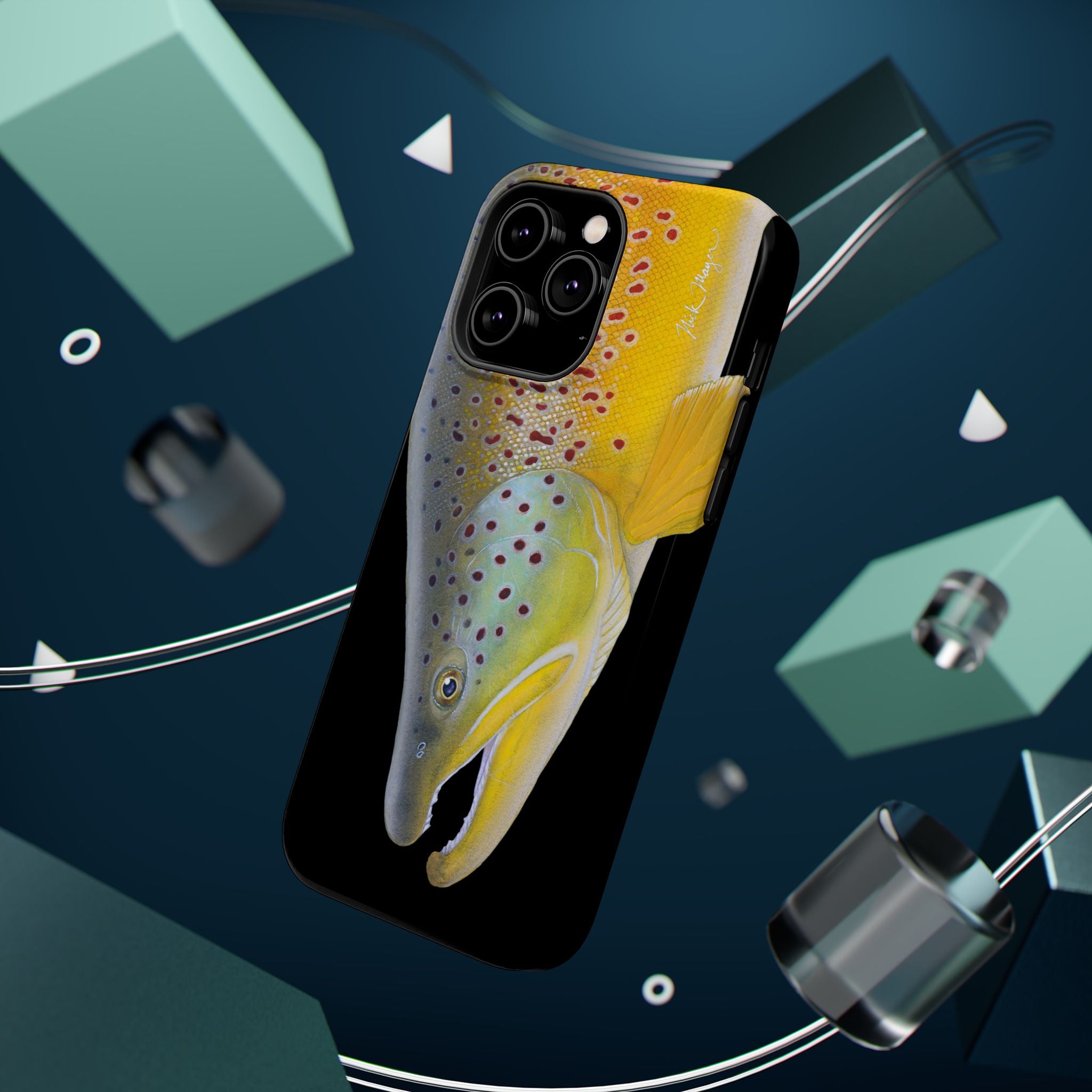 Brown Trout 3 Face Black MagSafe iPhone Case