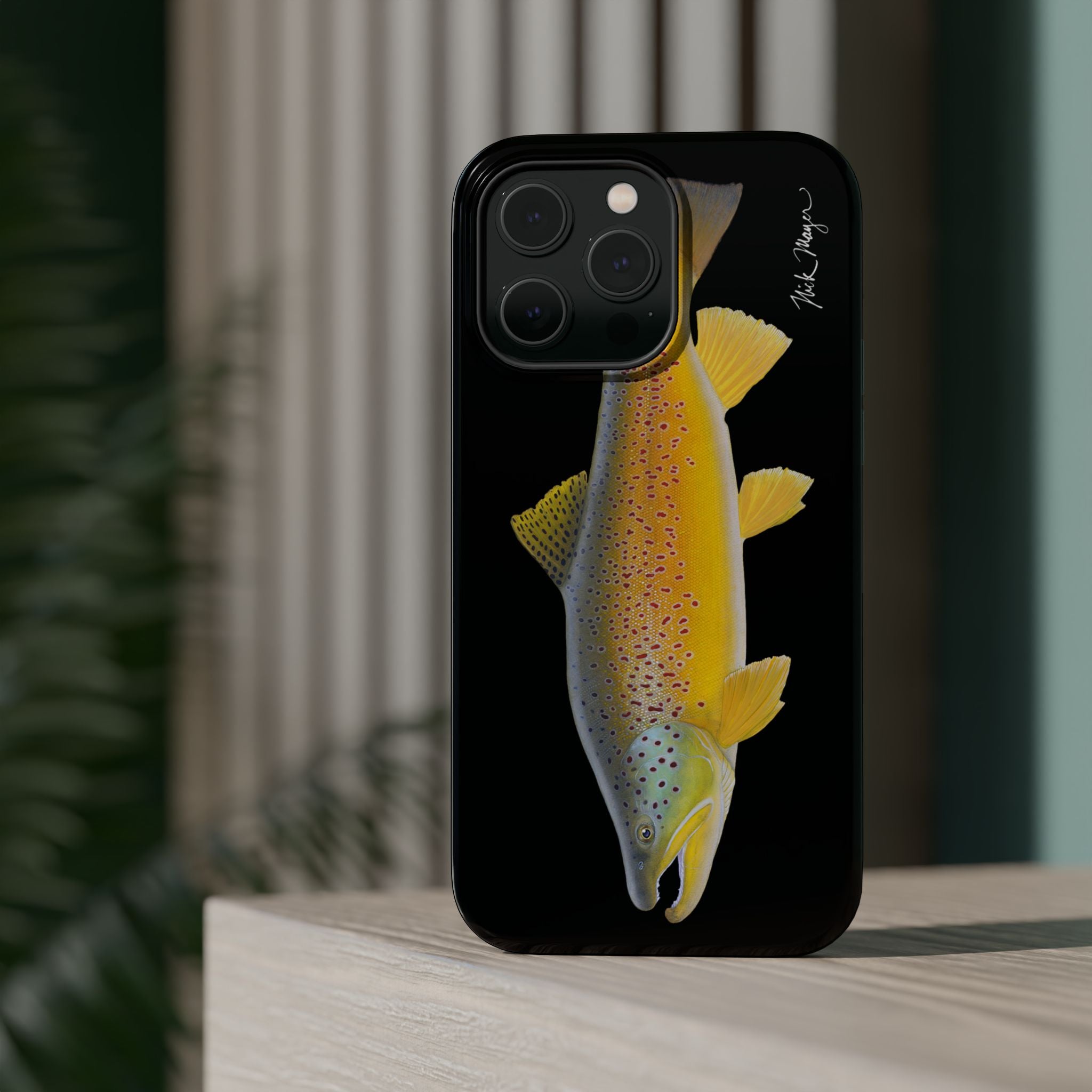 Brown Trout 3 Black MagSafe iPhone Case