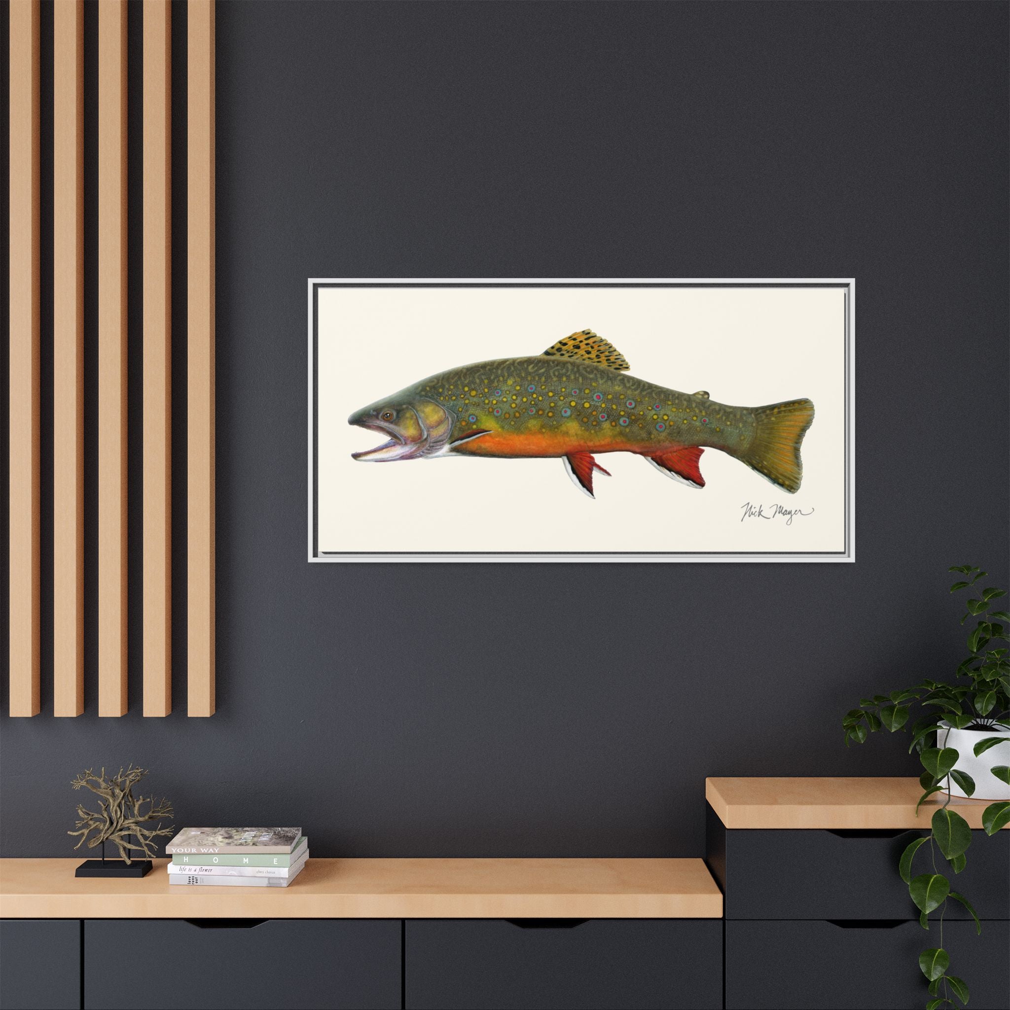 Beaver Pond Brook Trout Framed Canvas Print Printify