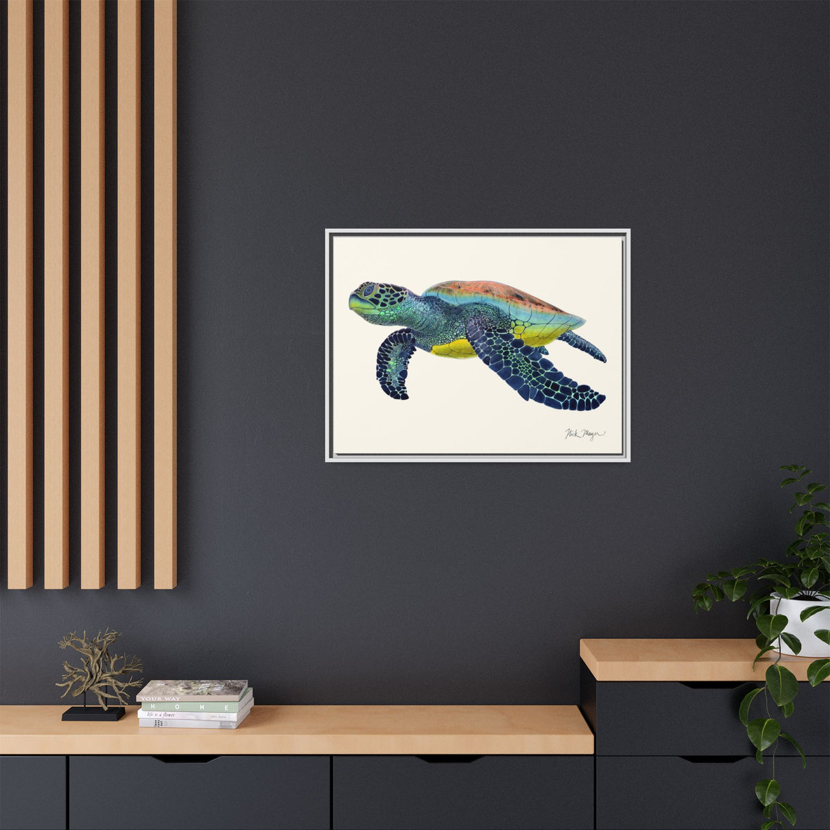 Green Sea Turtle II Framed Canvas Print Printify