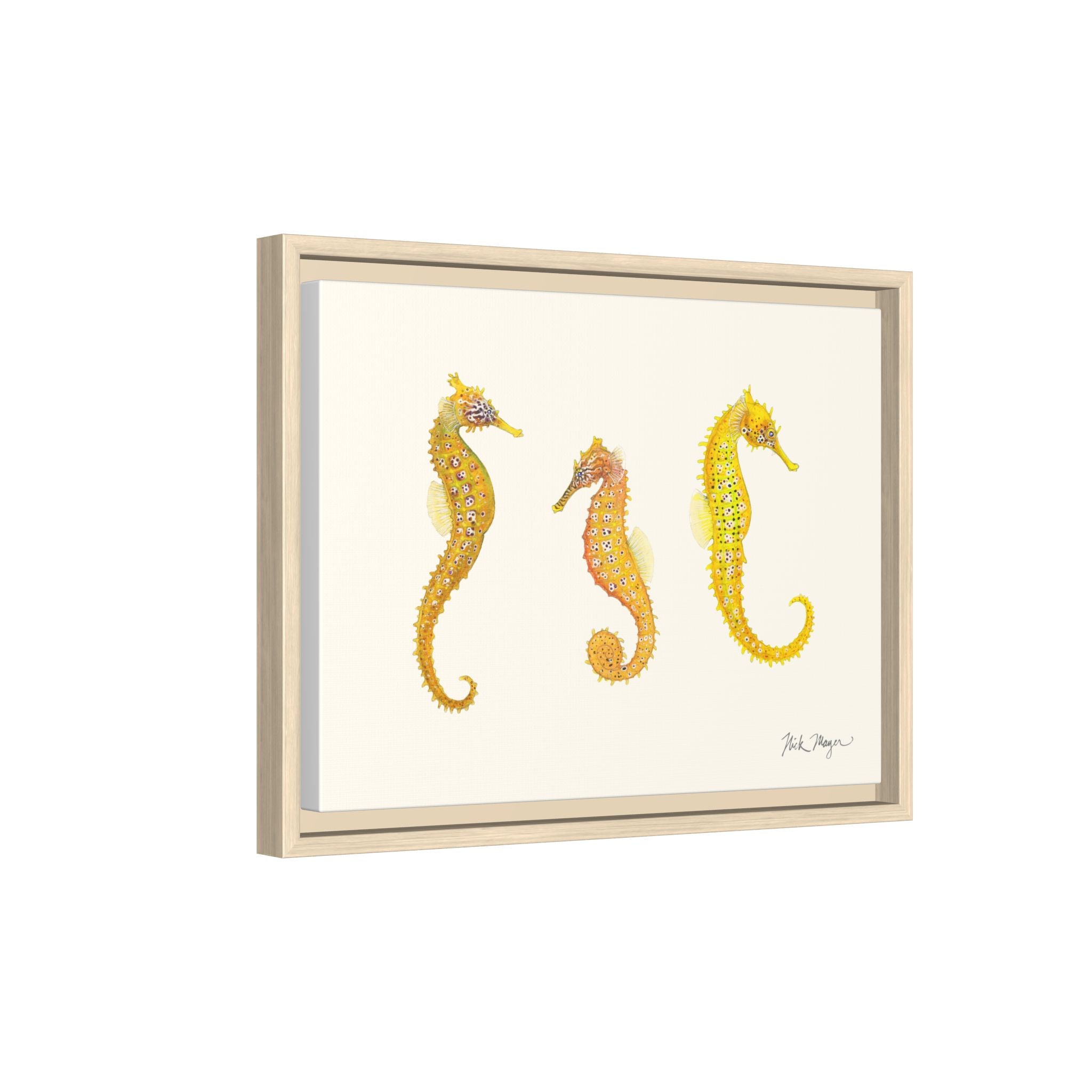 Giant Seahorse Trio Framed Canvas Print Printify