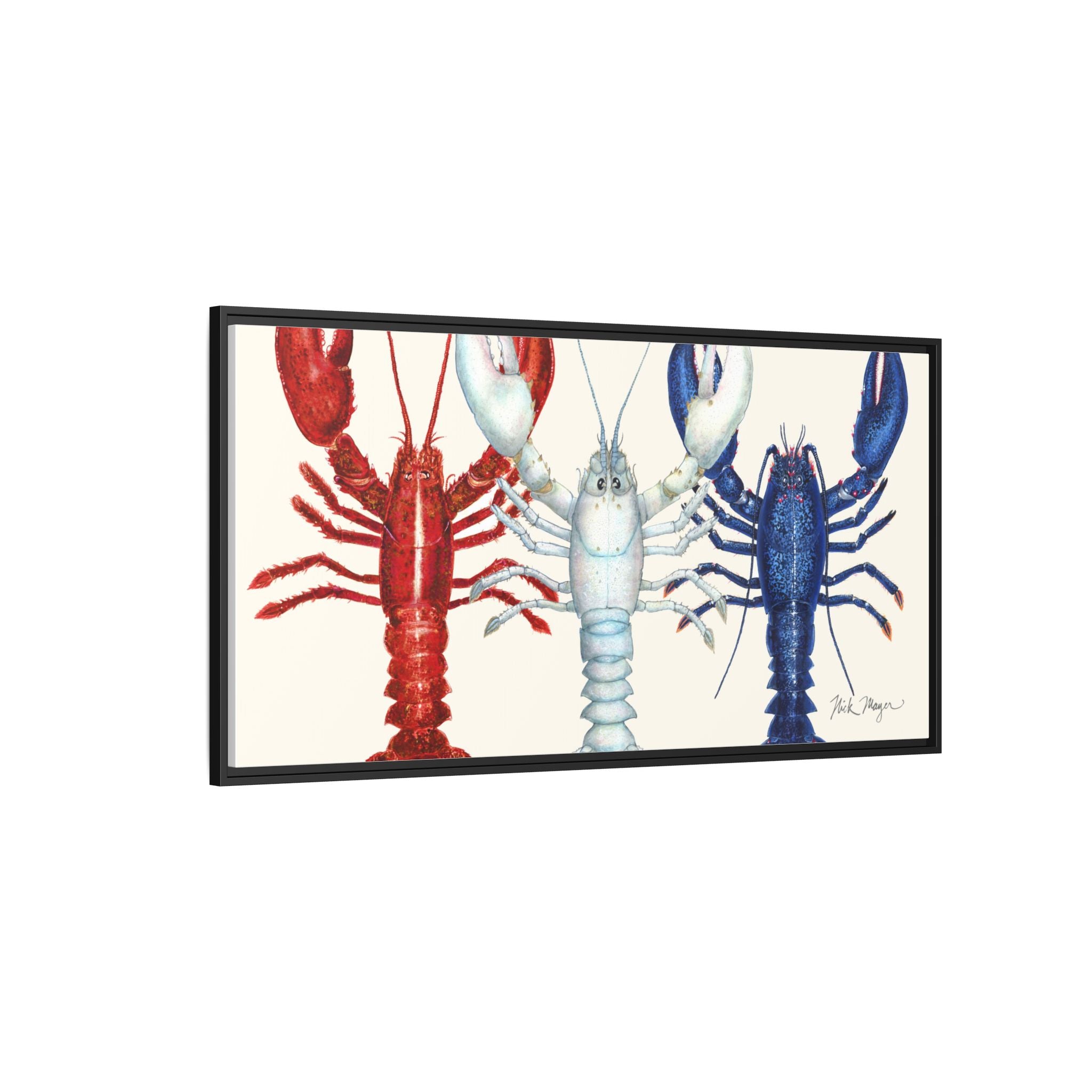 American Lobsters Trio Framed Canvas Print Printify