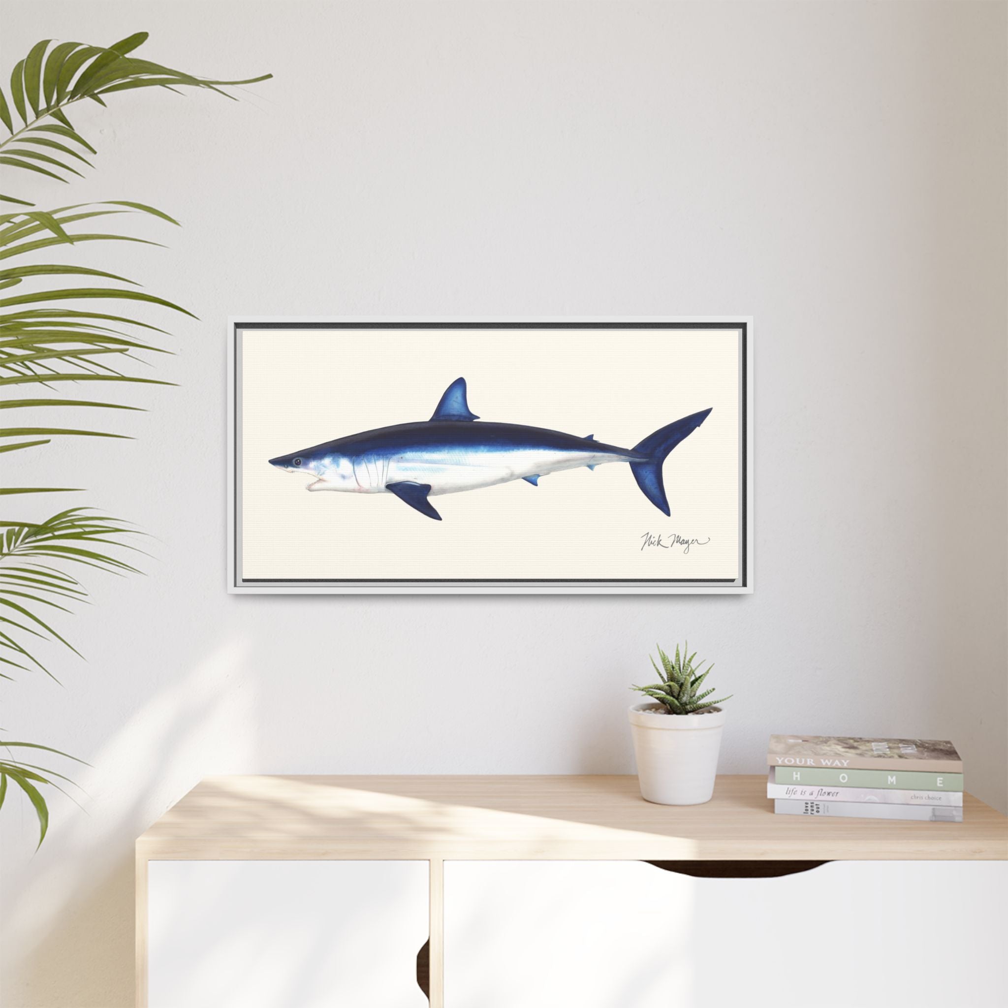 Mako Shark Framed Canvas Print Printify