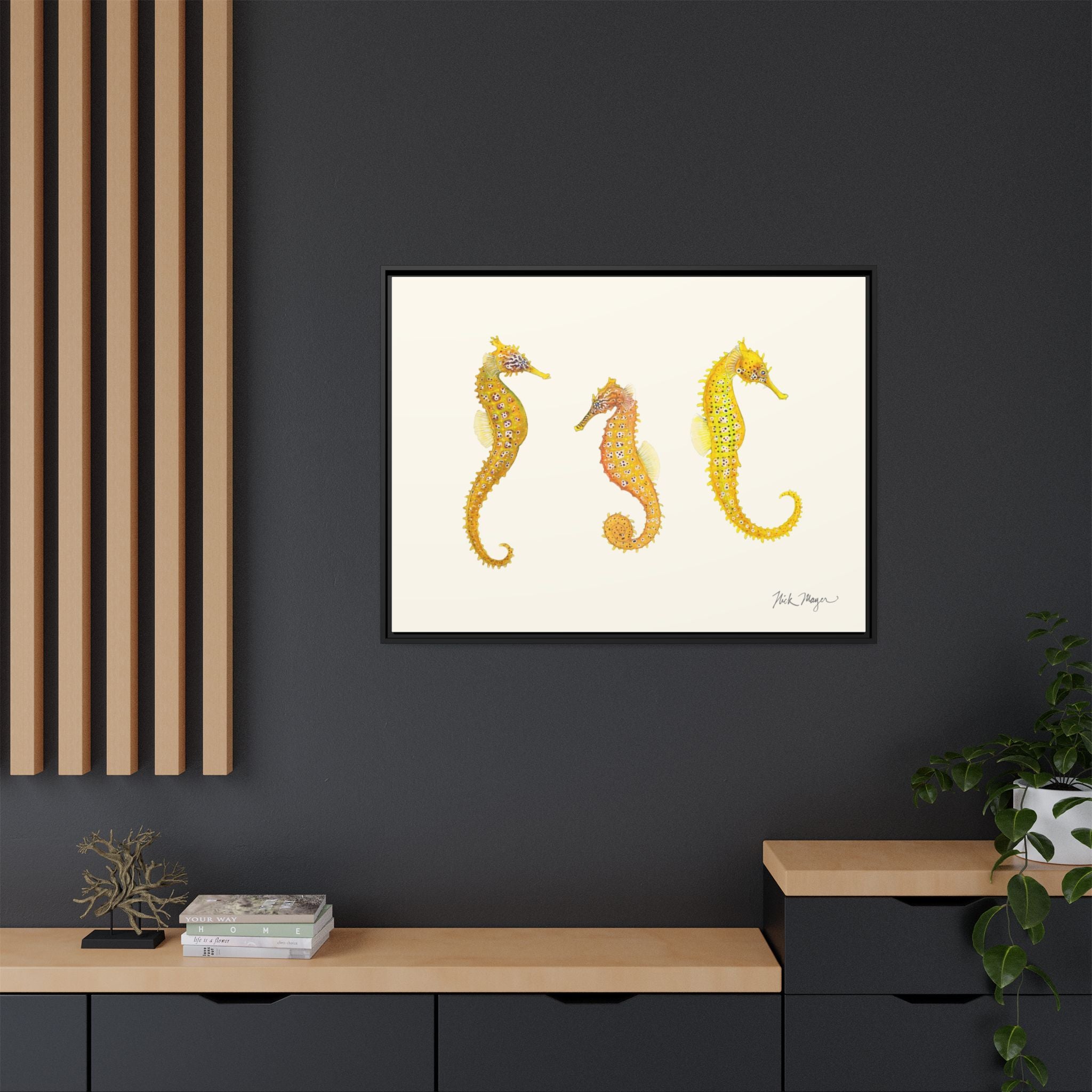 Giant Seahorse Trio Framed Canvas Print Printify