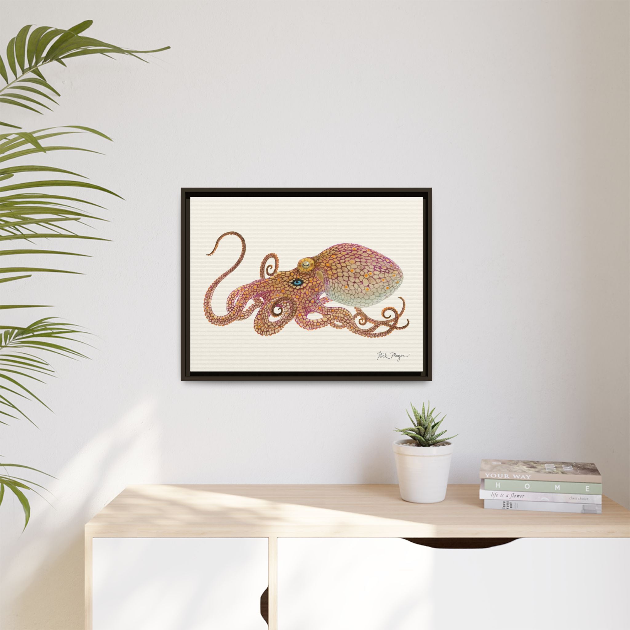 Two Spot Octopus Framed Canvas Print