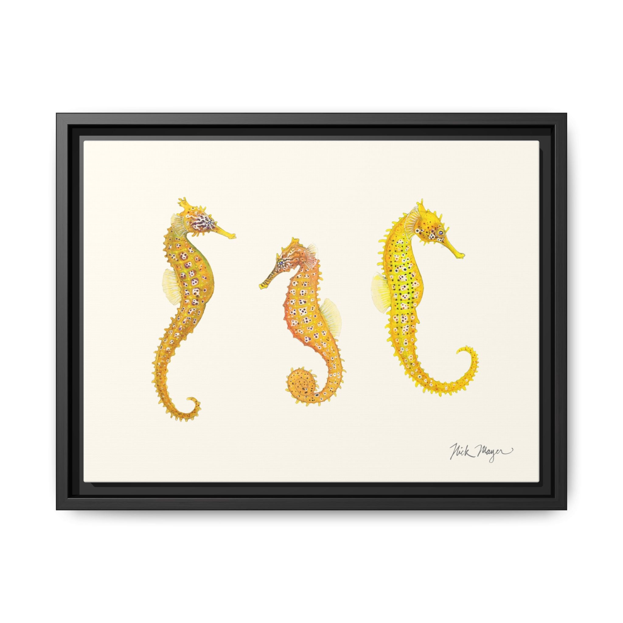 Giant Seahorse Trio Framed Canvas Print Printify