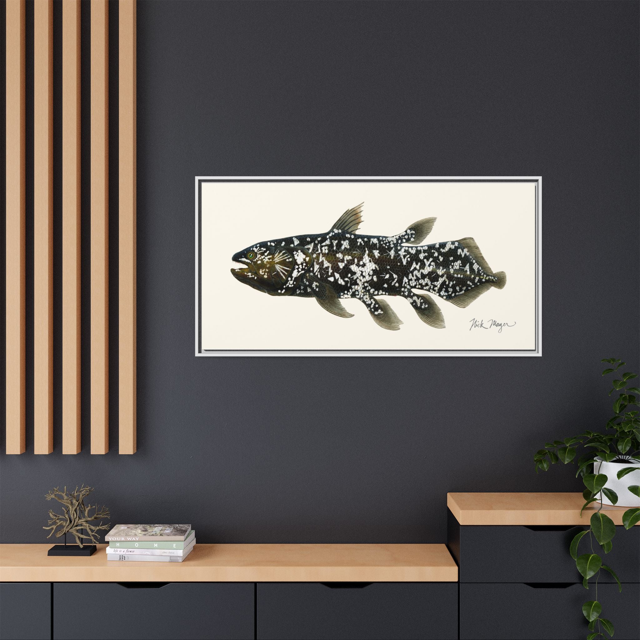 Coelacanth Framed Canvas Print Printify