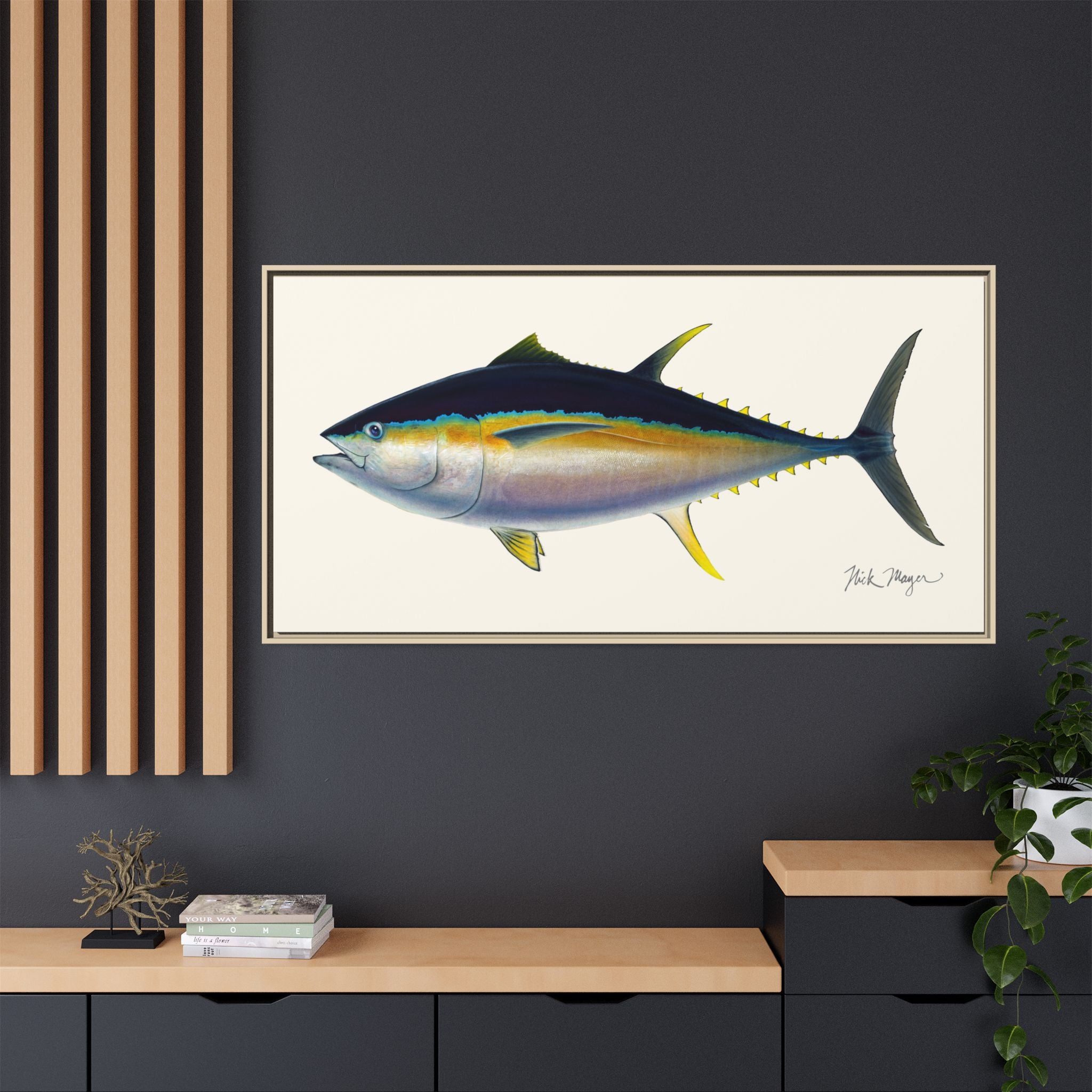 Bigeye Tuna Framed Canvas Print Printify