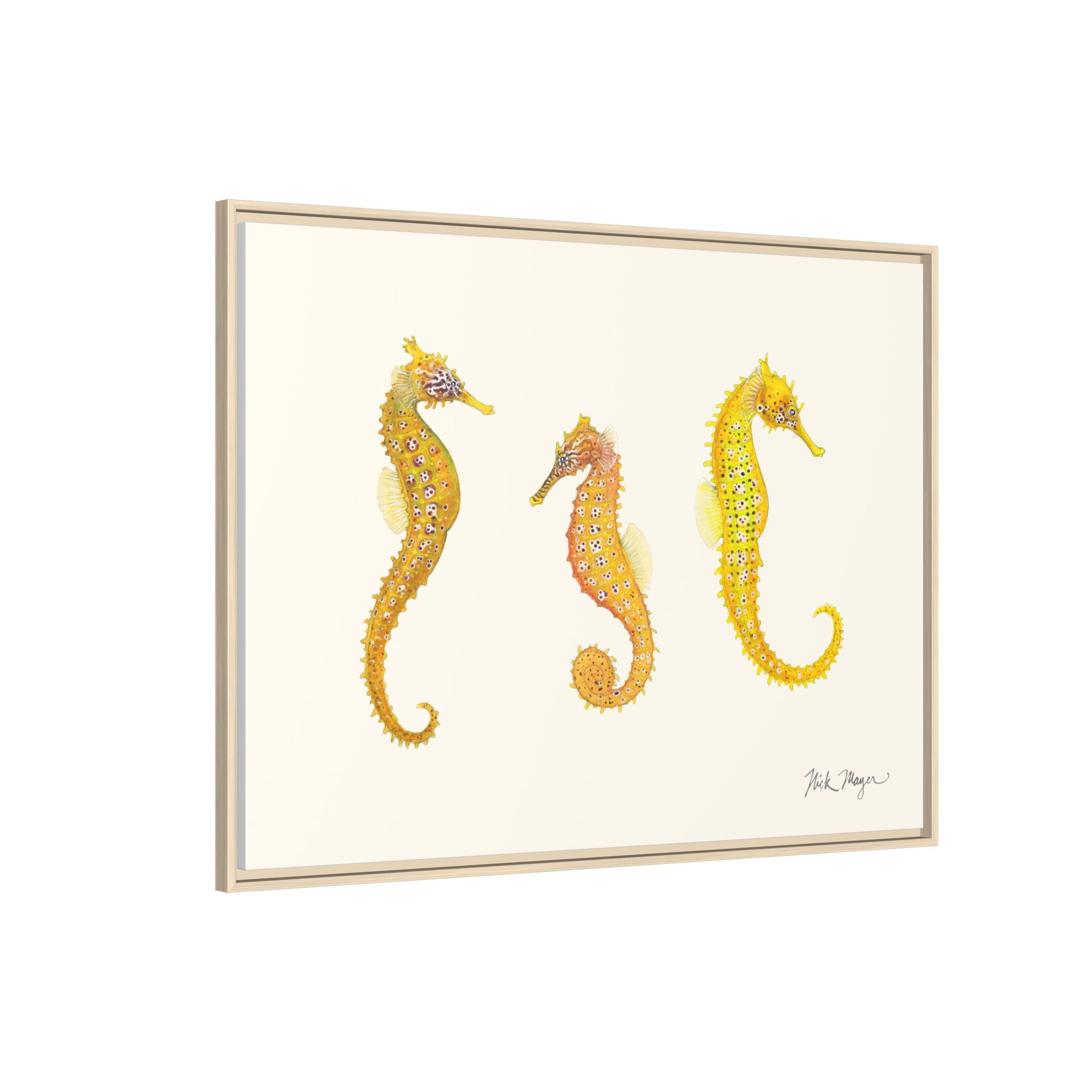 Giant Seahorse Trio Framed Canvas Print Printify