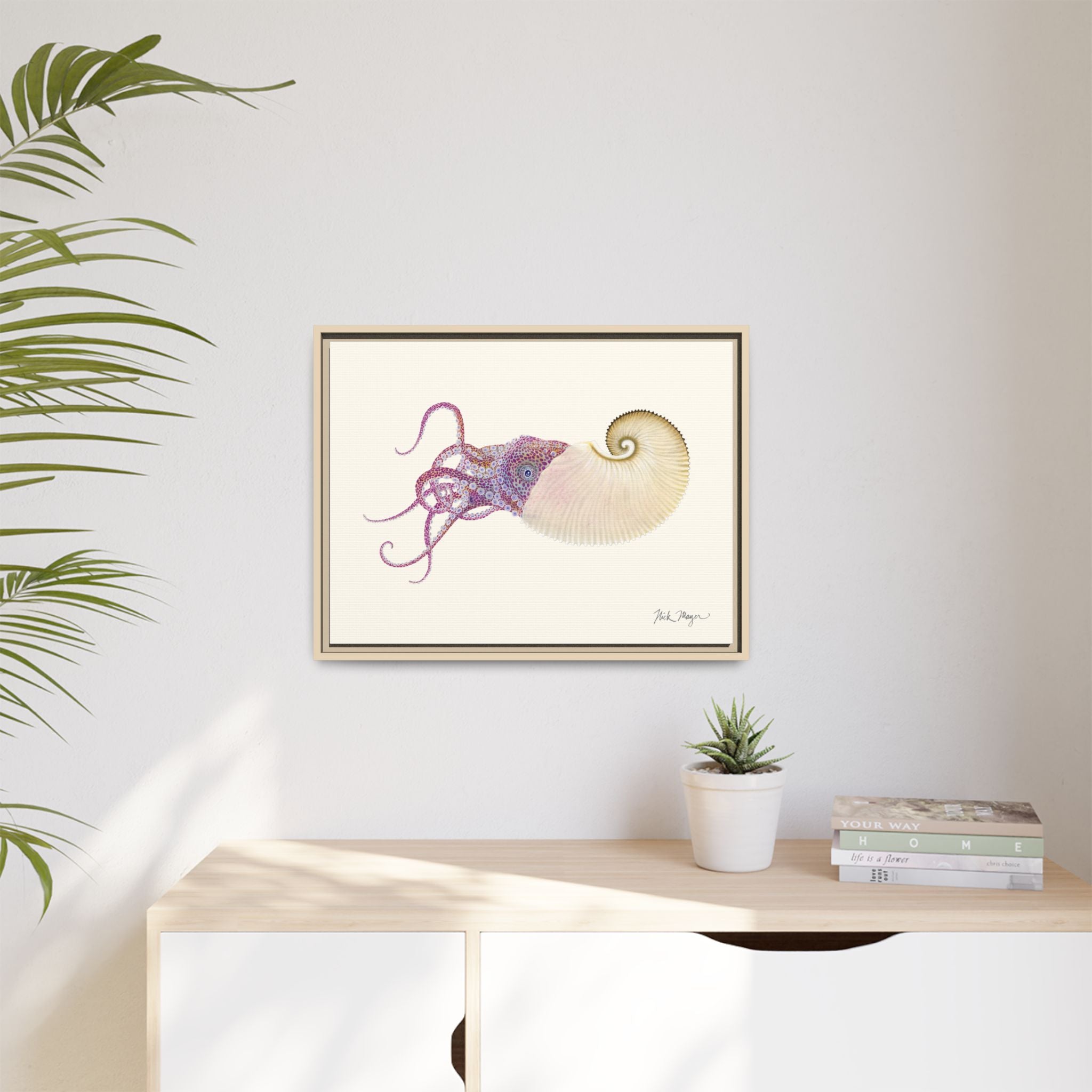 Paper Nautilus Framed Canvas Print Printify