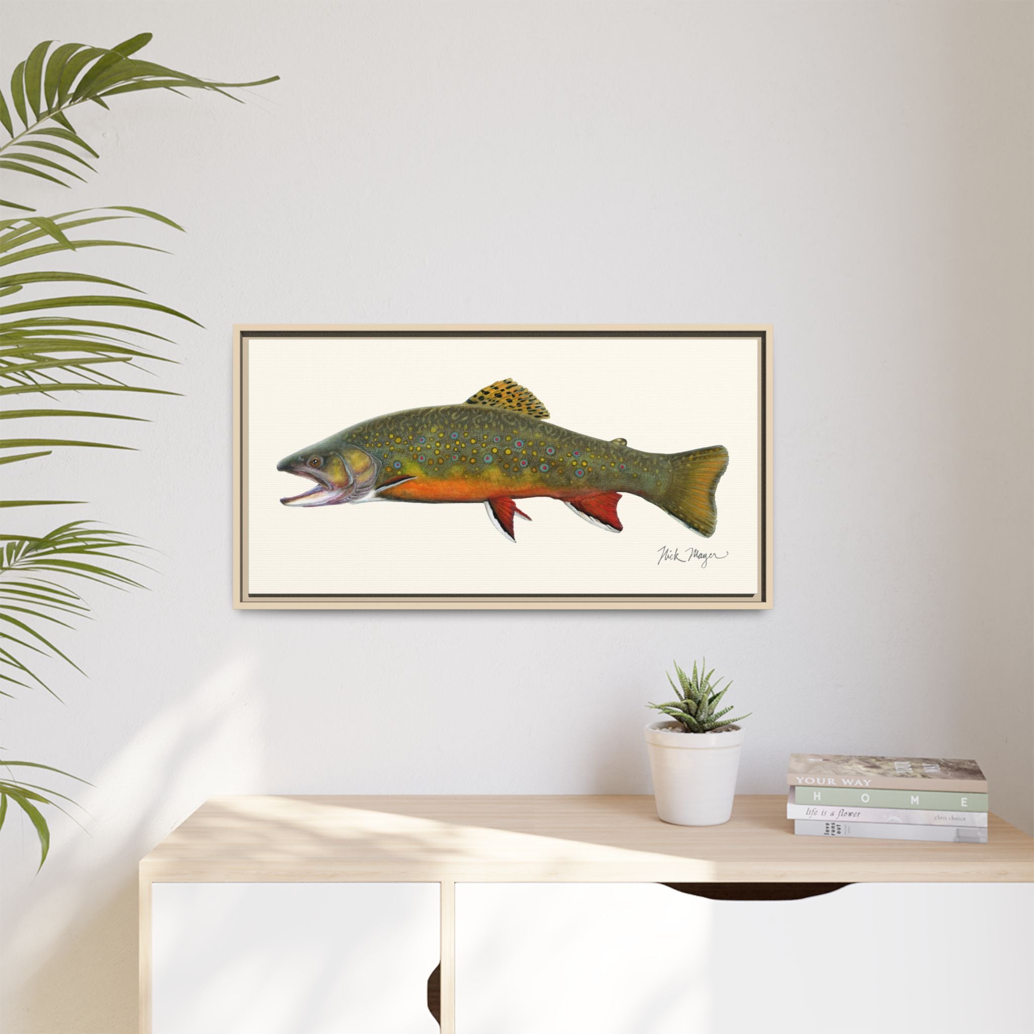 Beaver Pond Brook Trout Framed Canvas Print Printify
