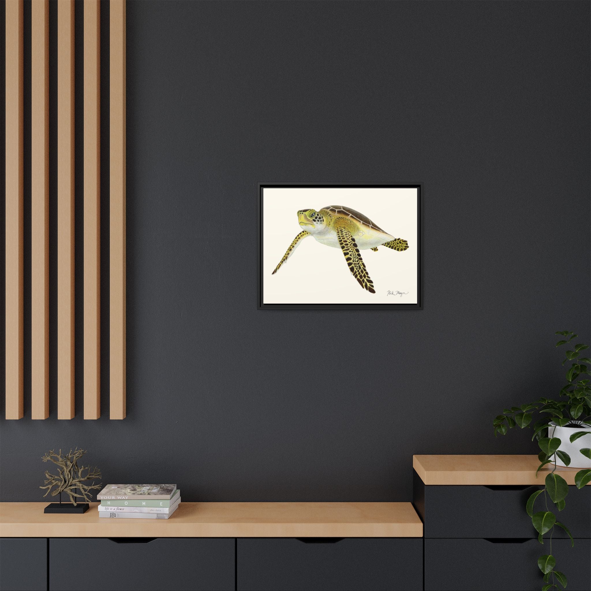 Green Sea Turtle III Framed Canvas Print Printify