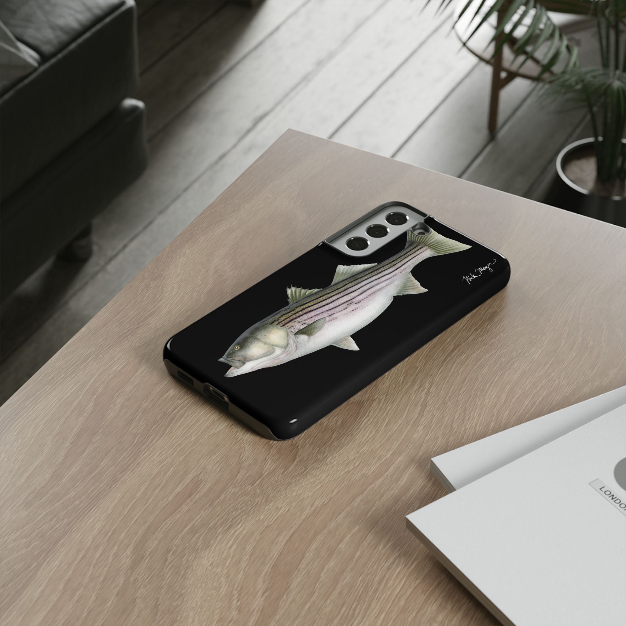 30 lb Striper Black Phone Case (Samsung) Printify