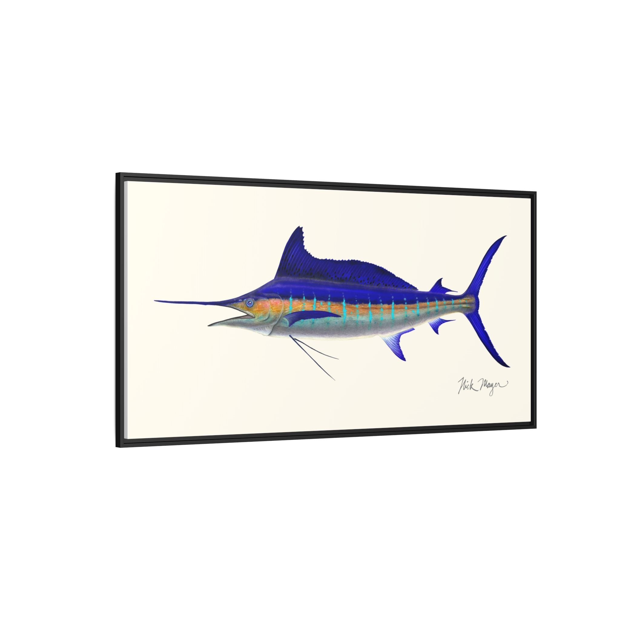 Striped Marlin Framed Canvas Print Printify