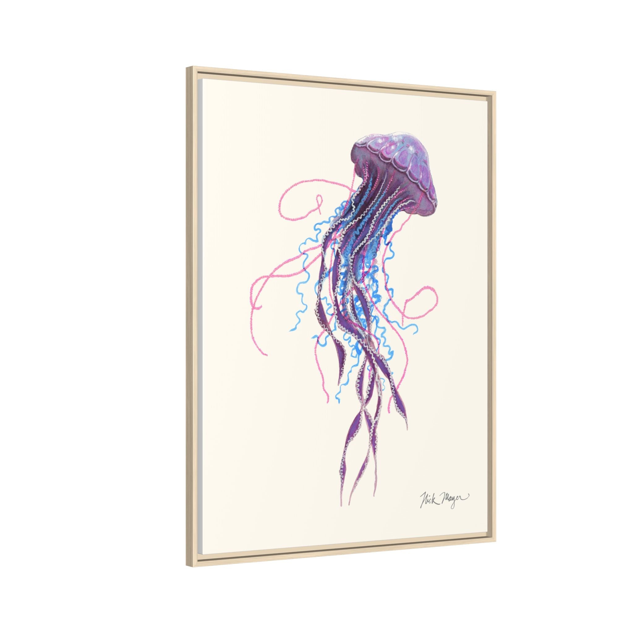 Purple Jellyfish II Framed Canvas Print Printify