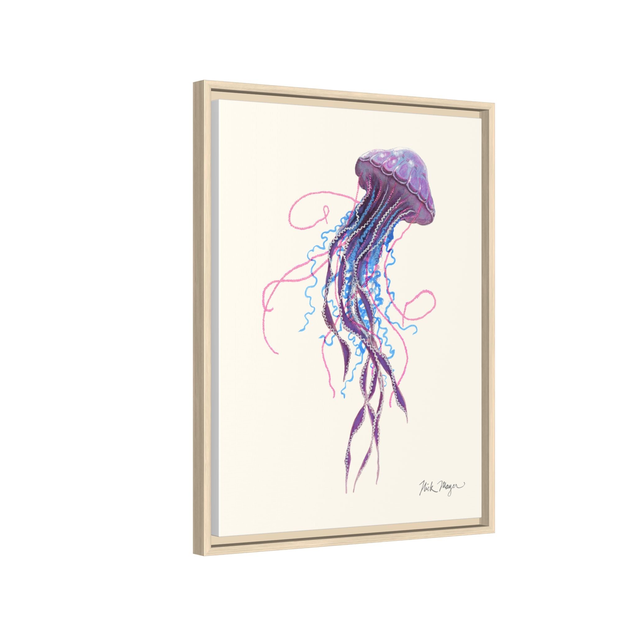 Purple Jellyfish II Framed Canvas Print Printify