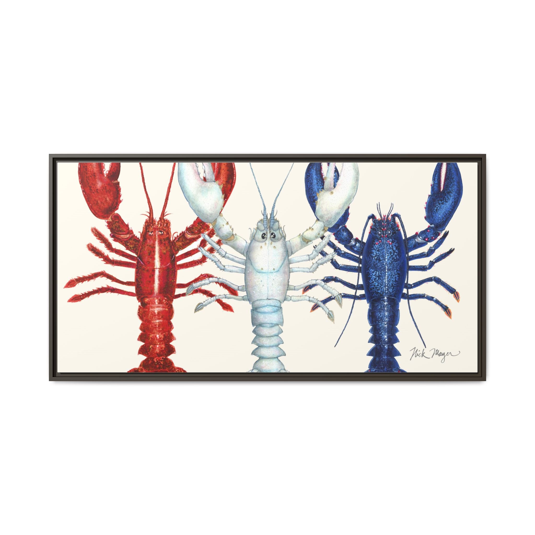 American Lobsters Trio Framed Canvas Print Printify