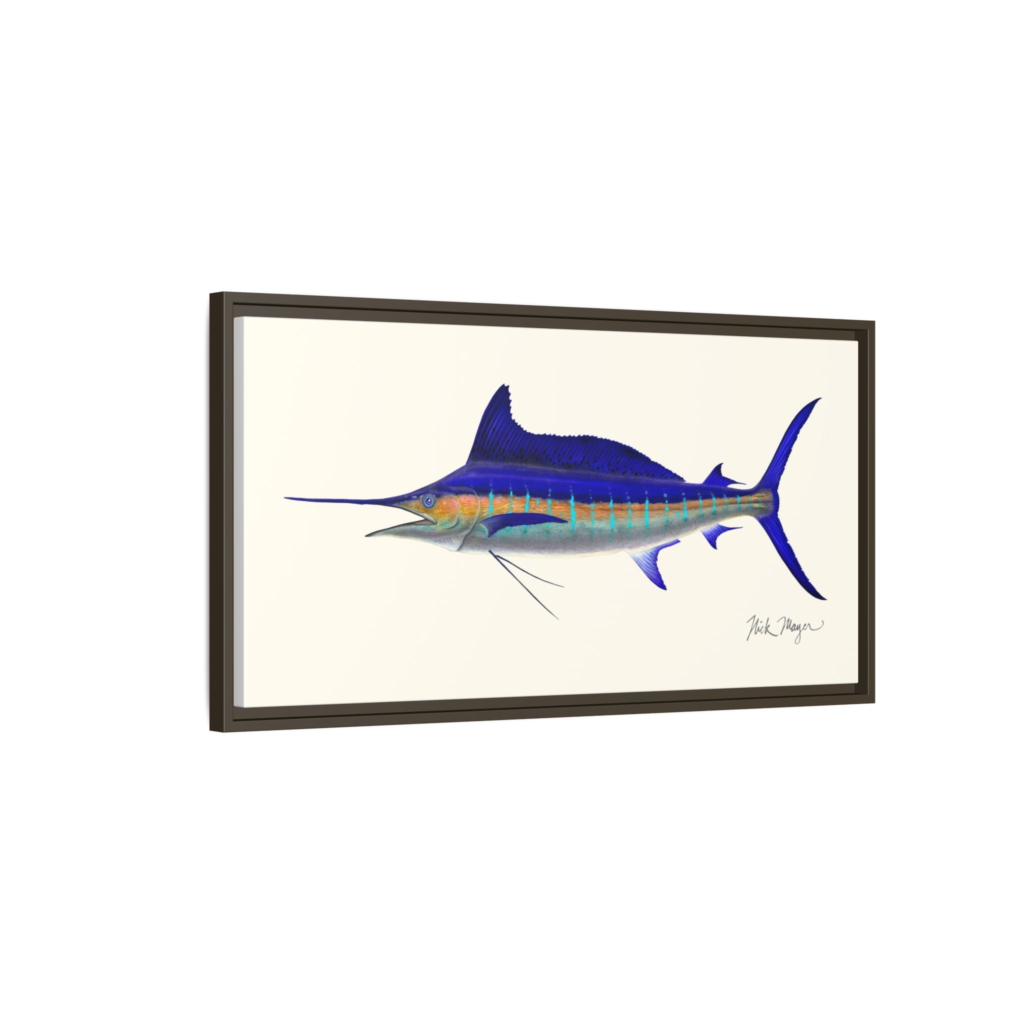 Striped Marlin Framed Canvas Print Printify