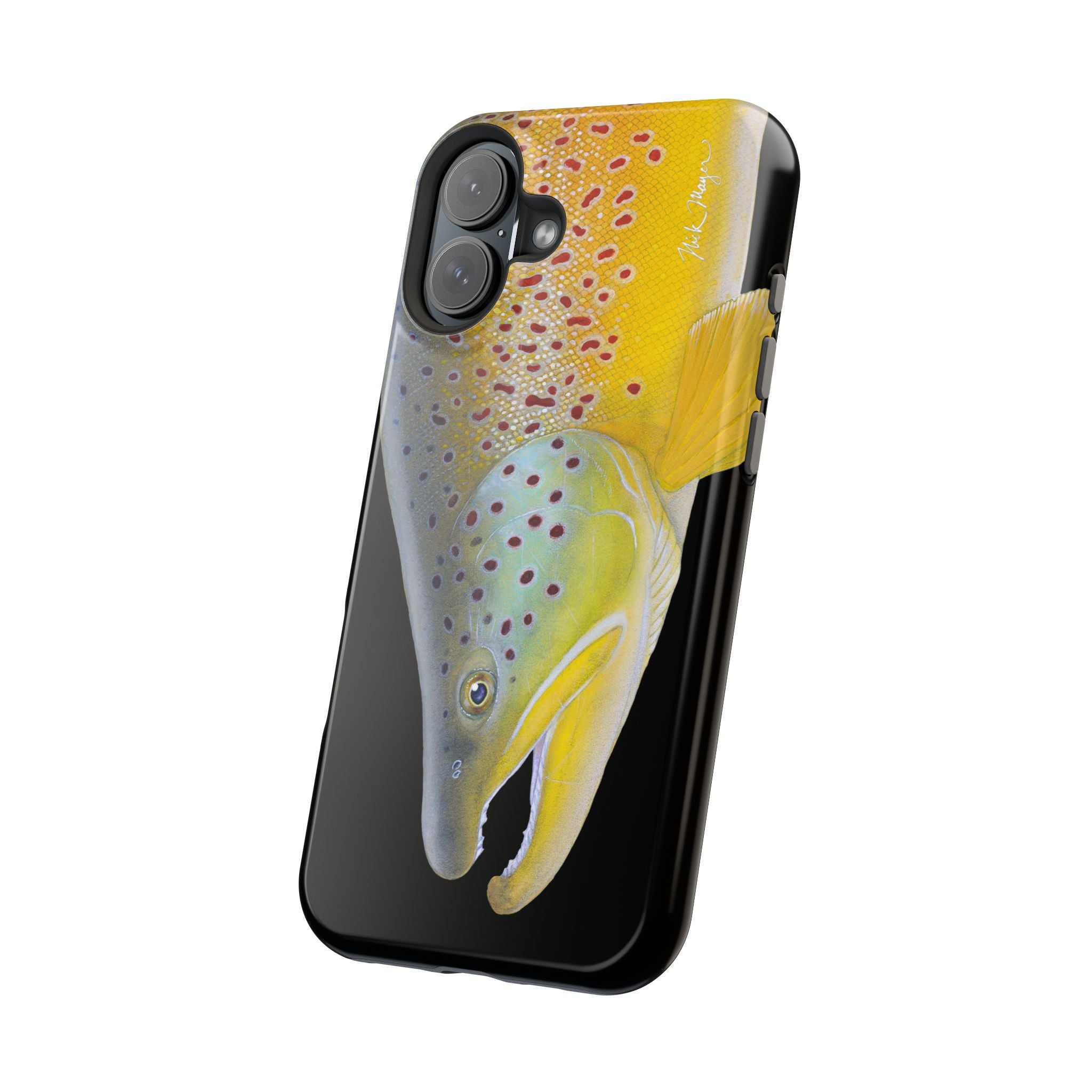 Brown Trout 3 Face Black MagSafe iPhone Case